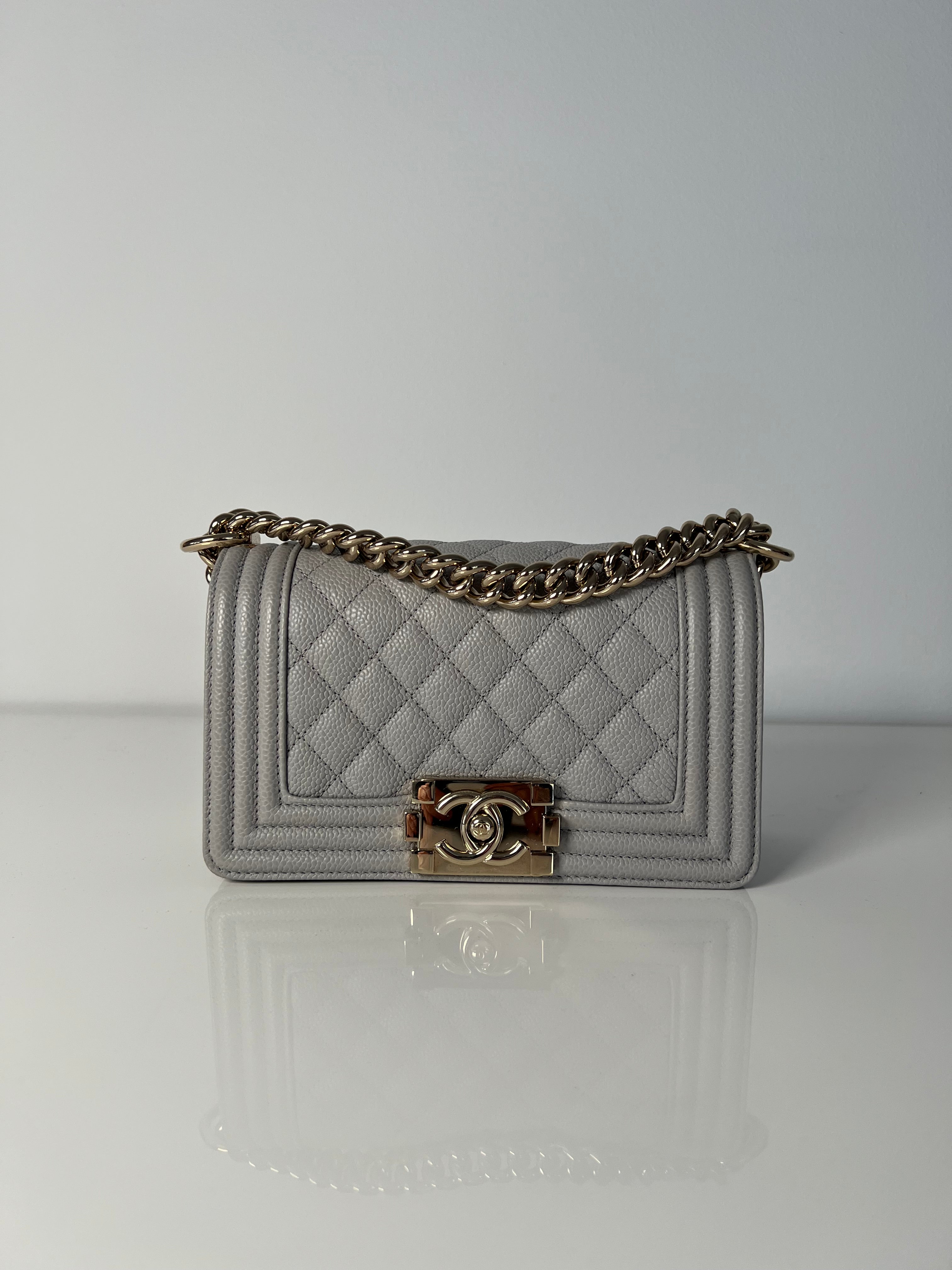 Grey Caviar Small Boy Bag LGHW