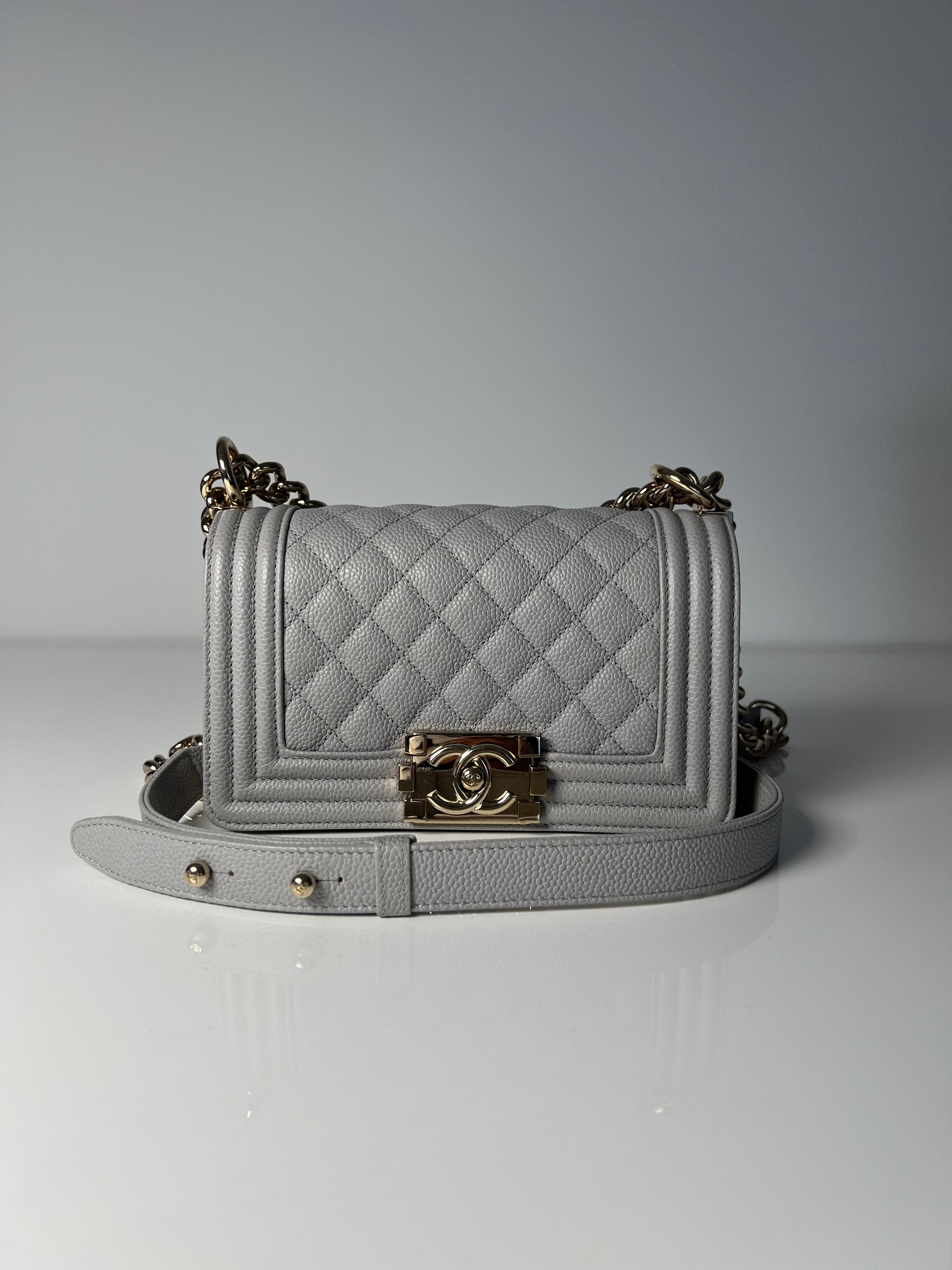 Grey Caviar Small Boy Bag LGHW