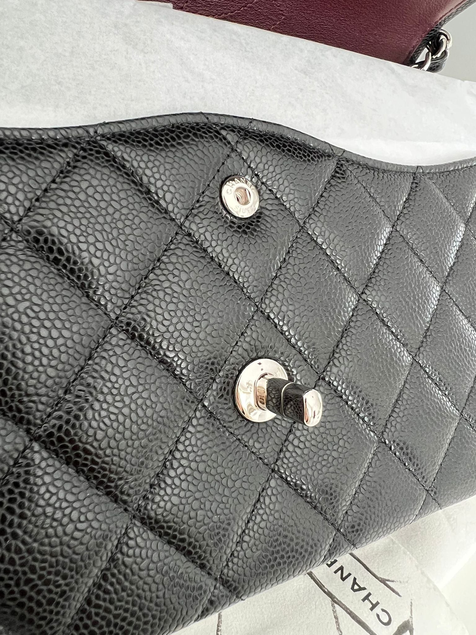 Black Caviar Quilted Jumbo Double Flap Bag W/SHW