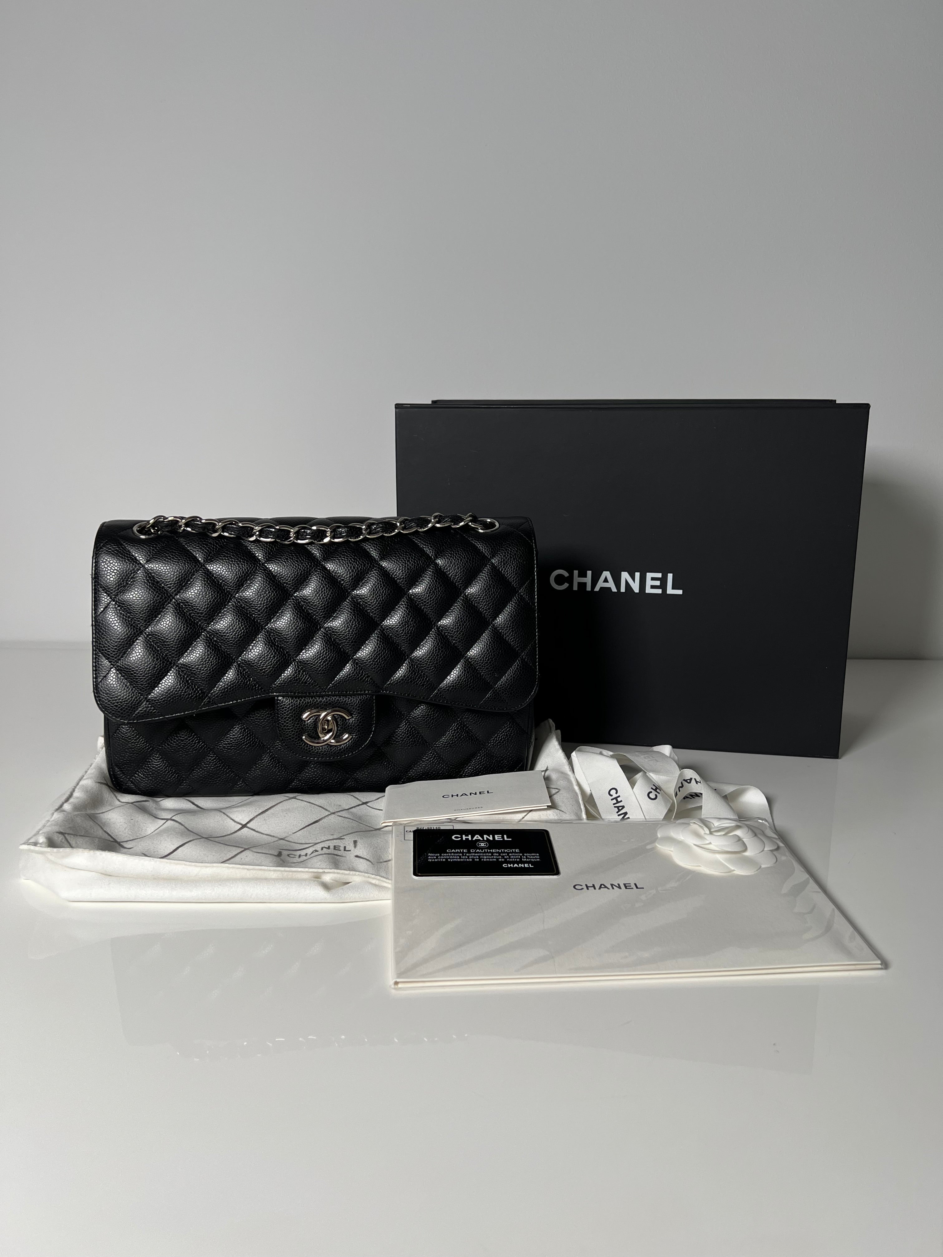 Black Caviar Jumbo Double Flap w/SHW