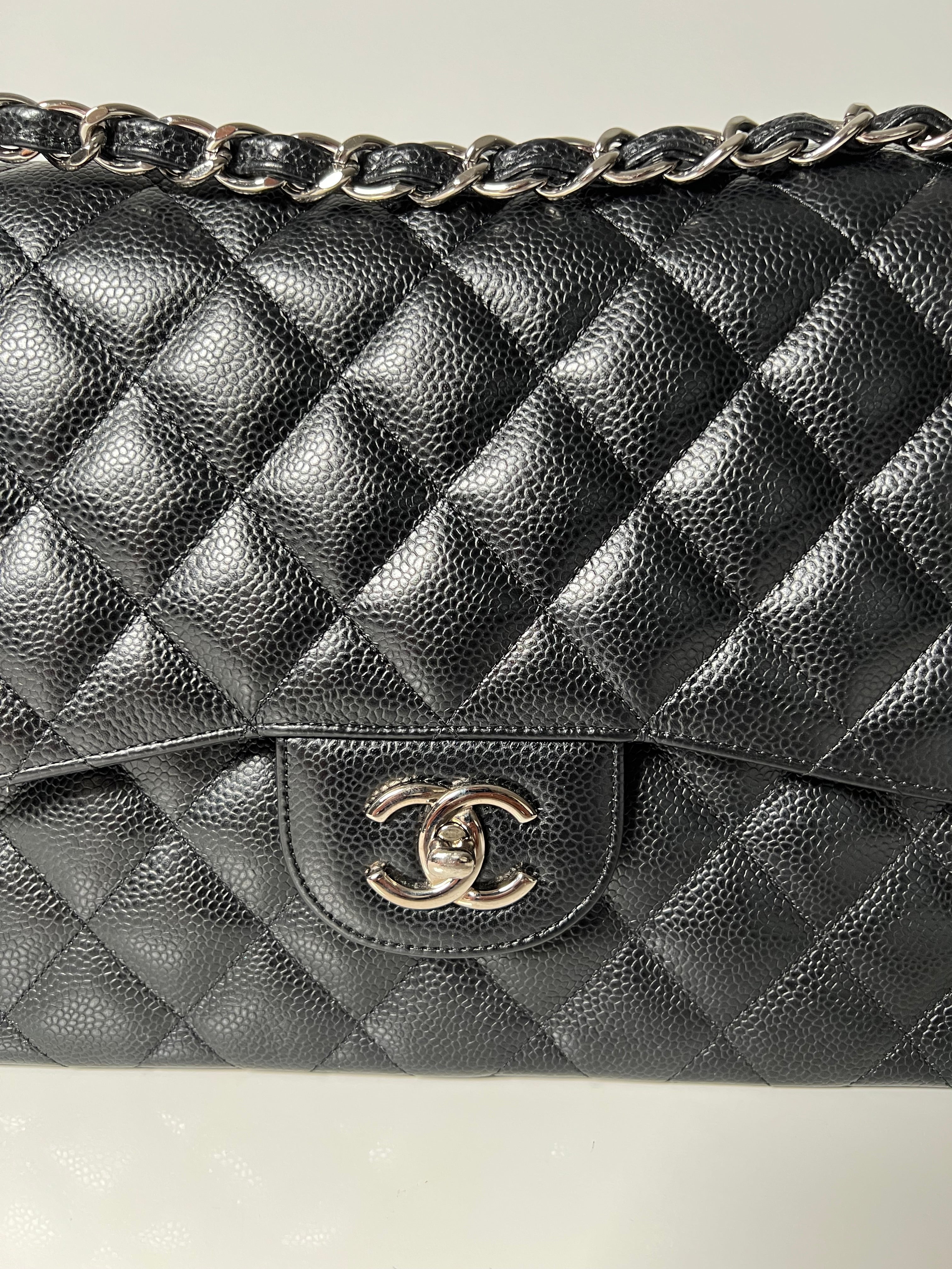 Black Caviar Jumbo Double Flap w/SHW