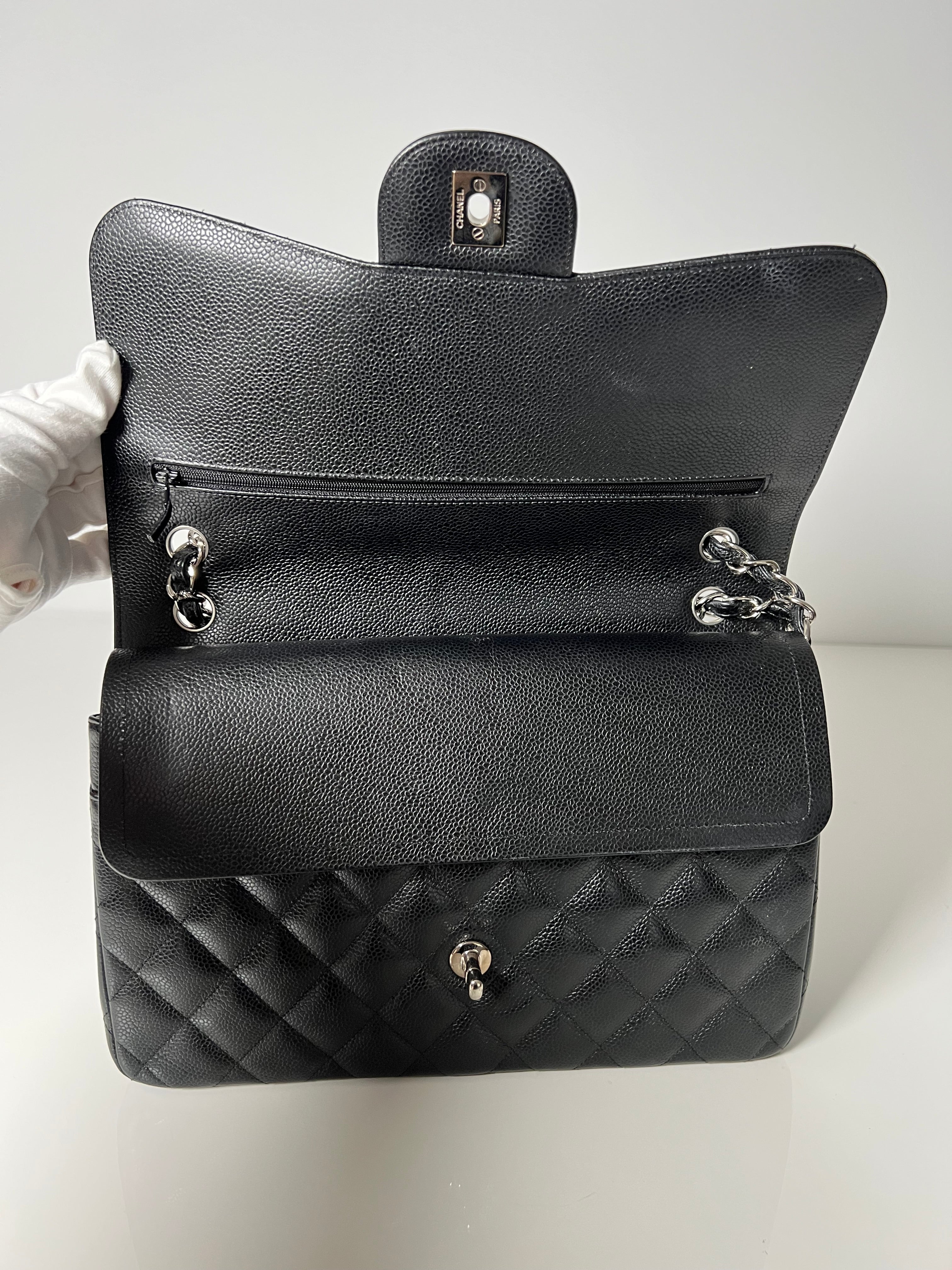 Black Caviar Jumbo Double Flap w/SHW