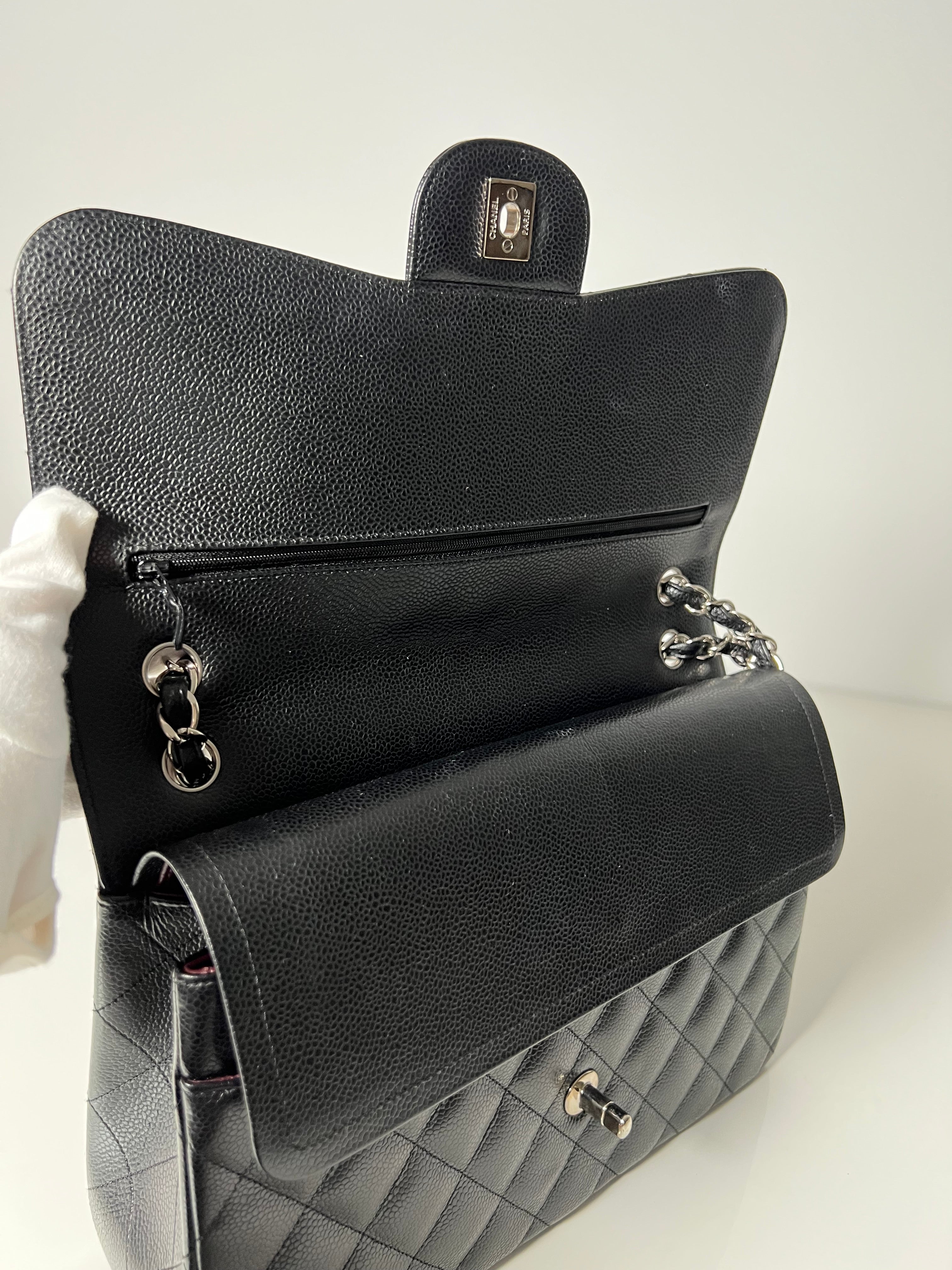 Black Caviar Jumbo Double Flap w/SHW