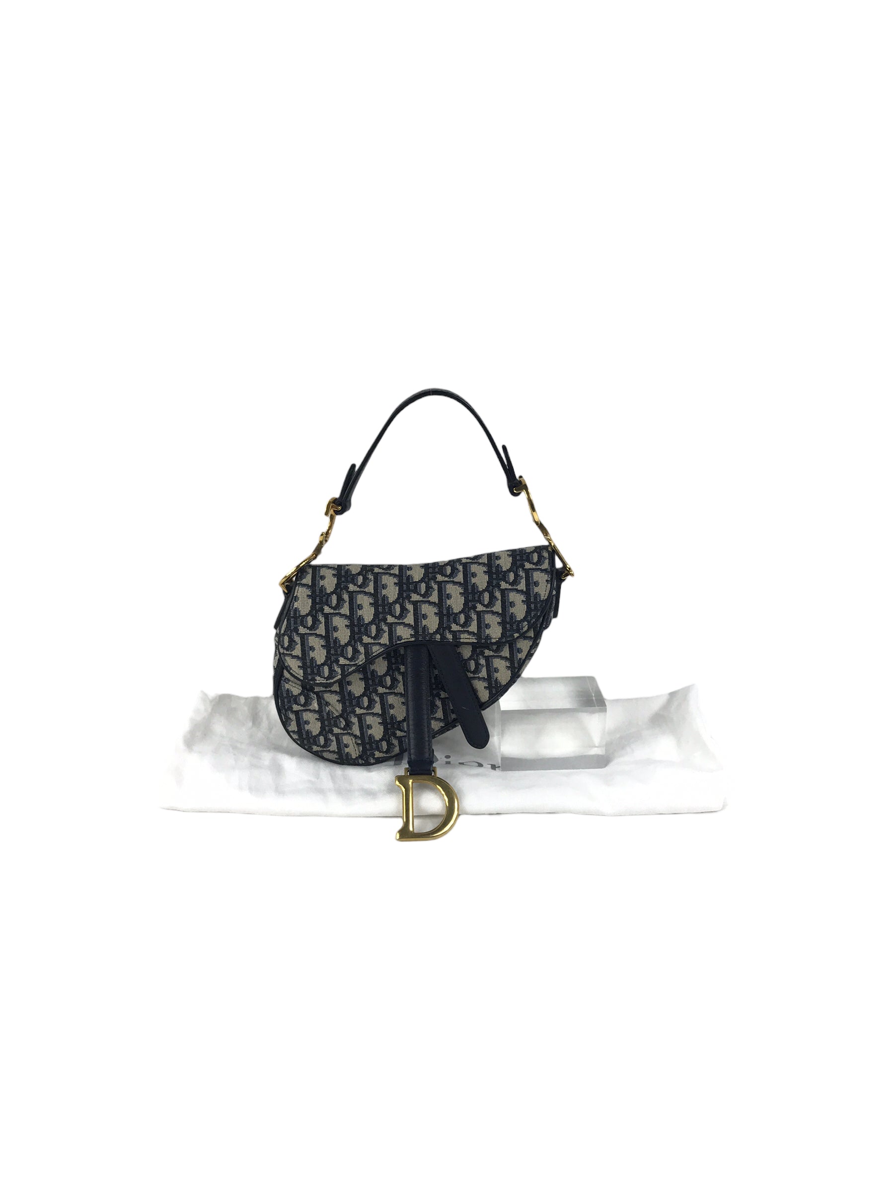Oblique Jacquard Mini Saddle Bag w/GHW