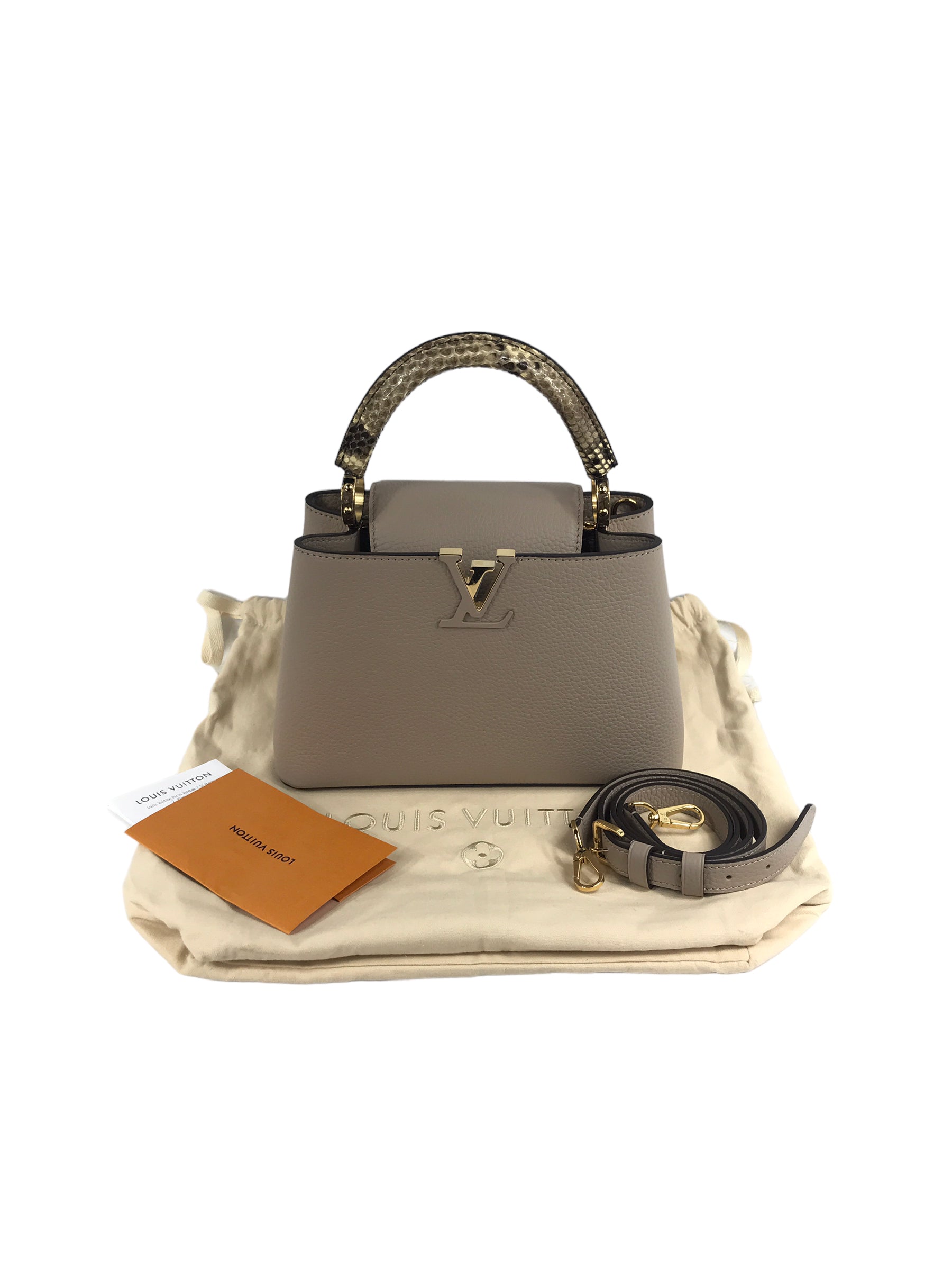 Nude Taurillon Leather Capucines BB Bag w/Python Handle and GHW- ON LAYAWAY