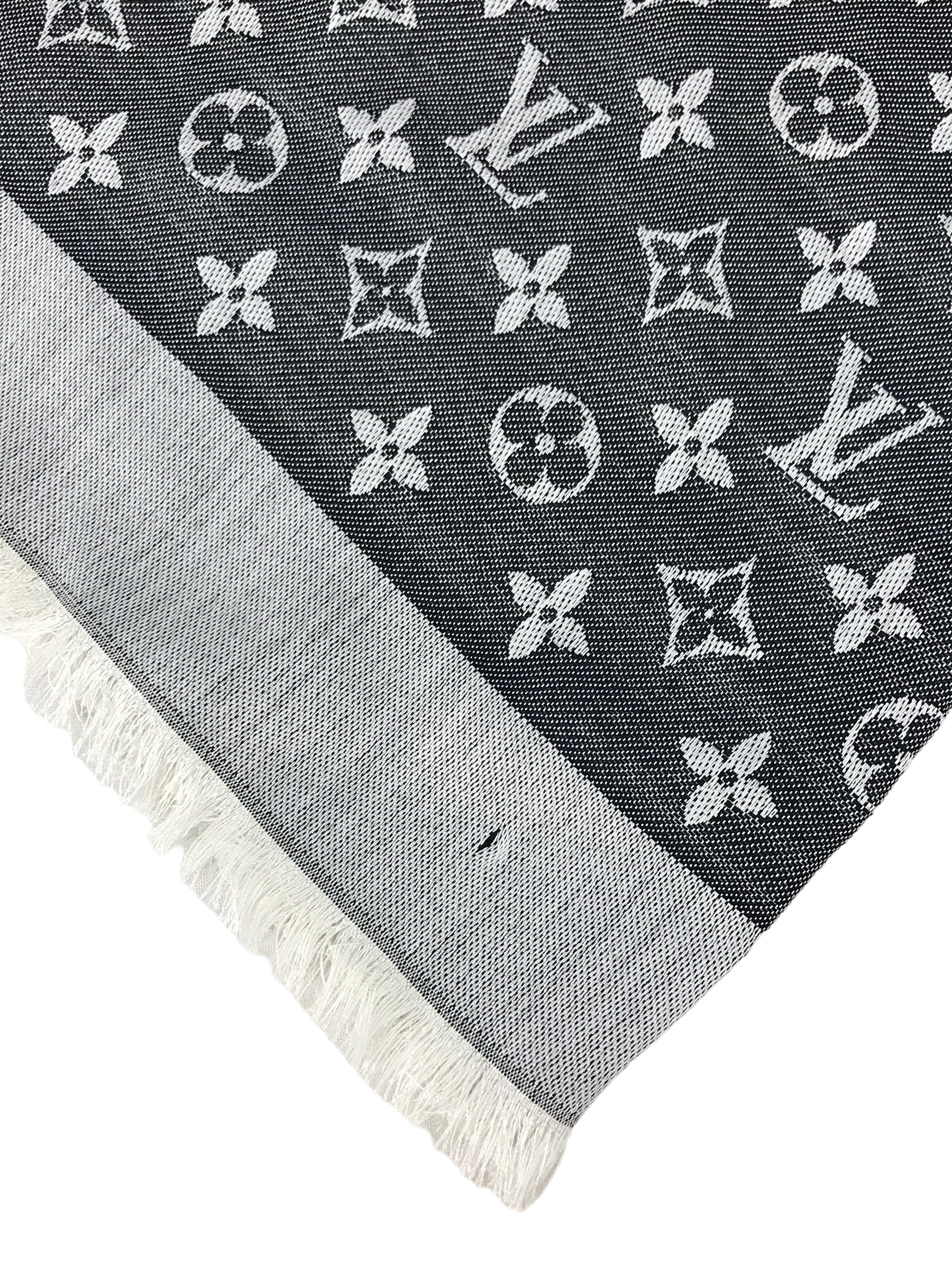 Monogram Reversible Silver/Black Silk/Wool Shawl