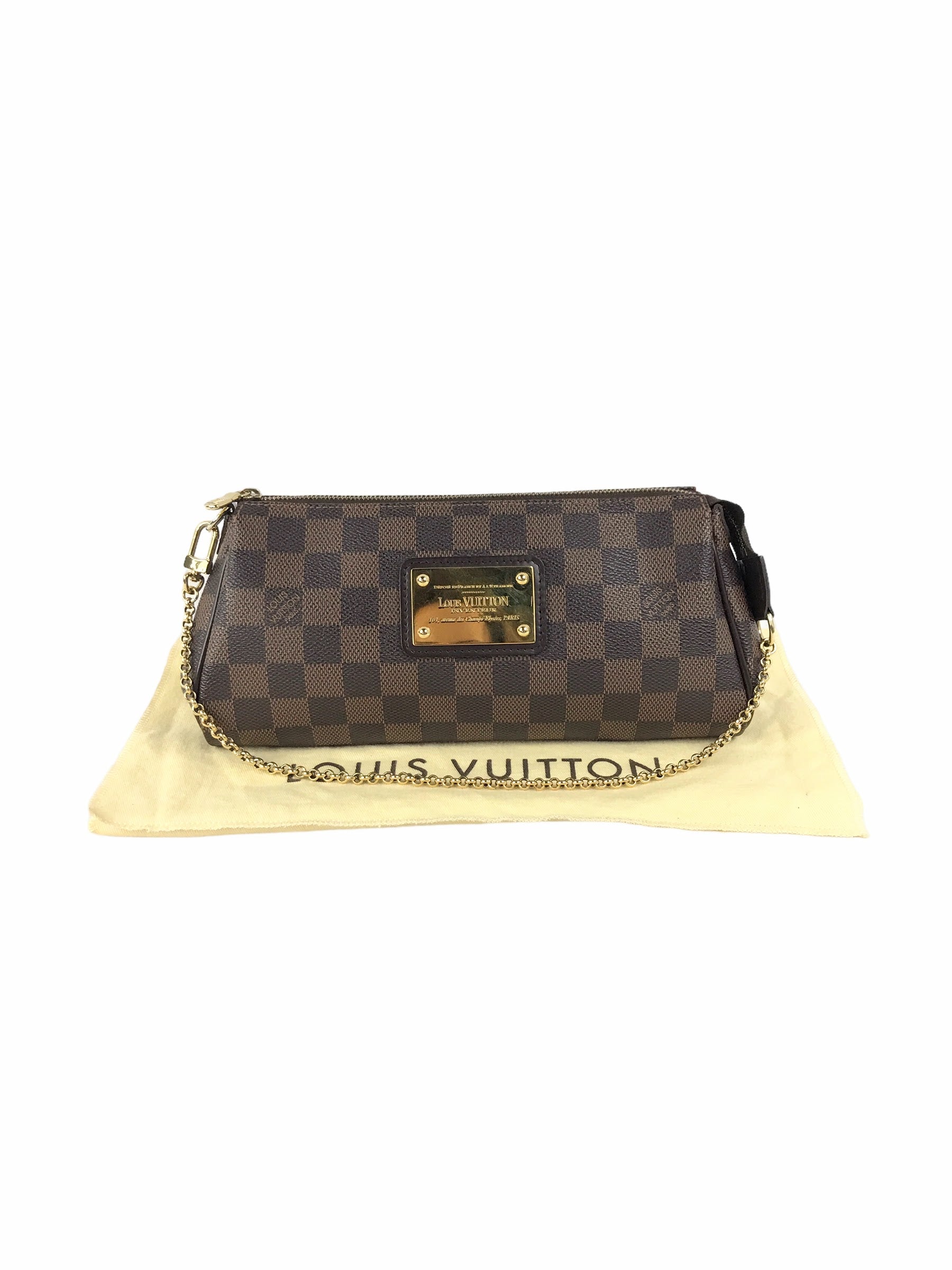 Monogram Damier Ebene Coated Canvas Eva Clutch w GHW