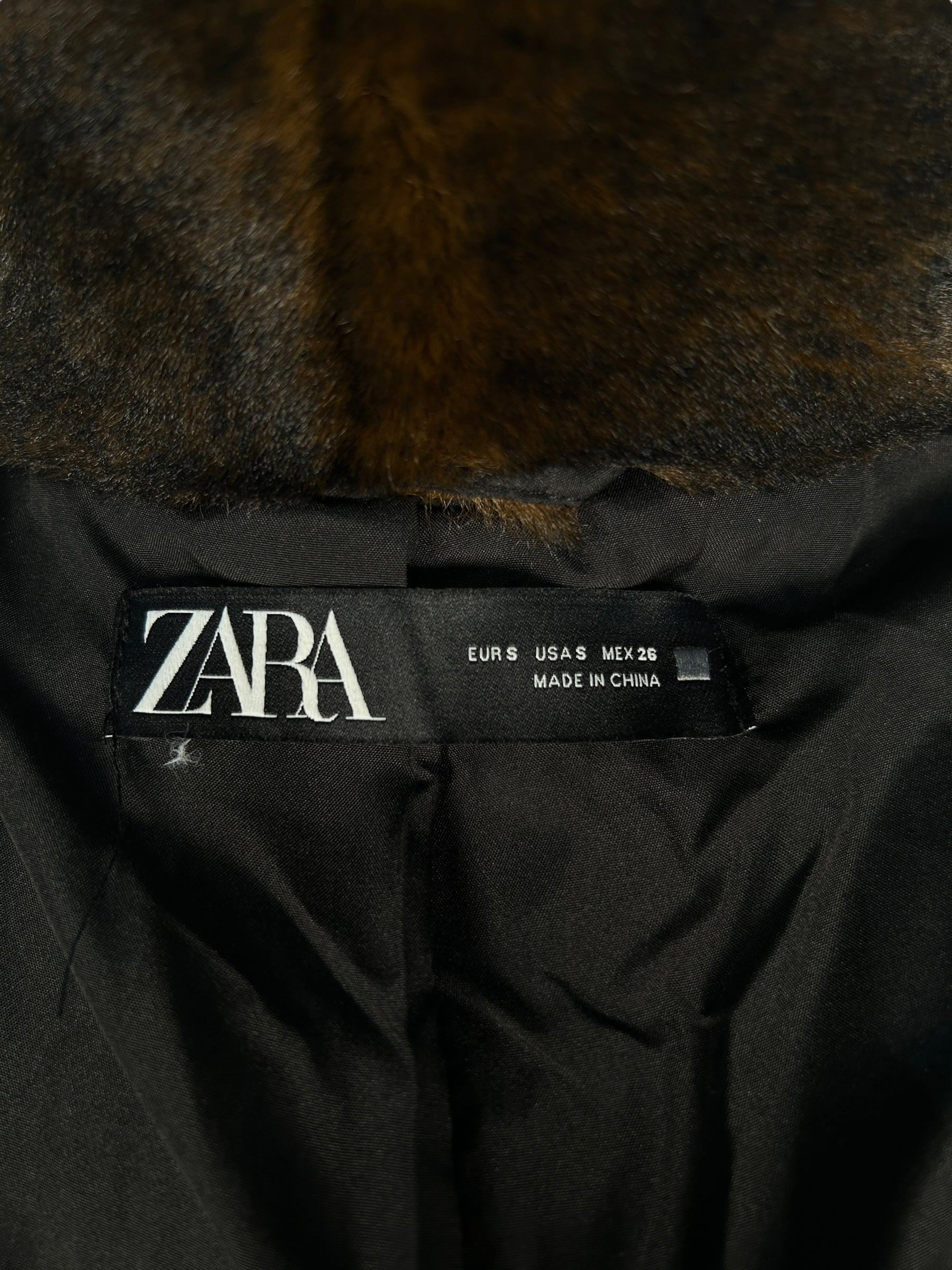 ZARA Brown Oversized Faux Fur Coat