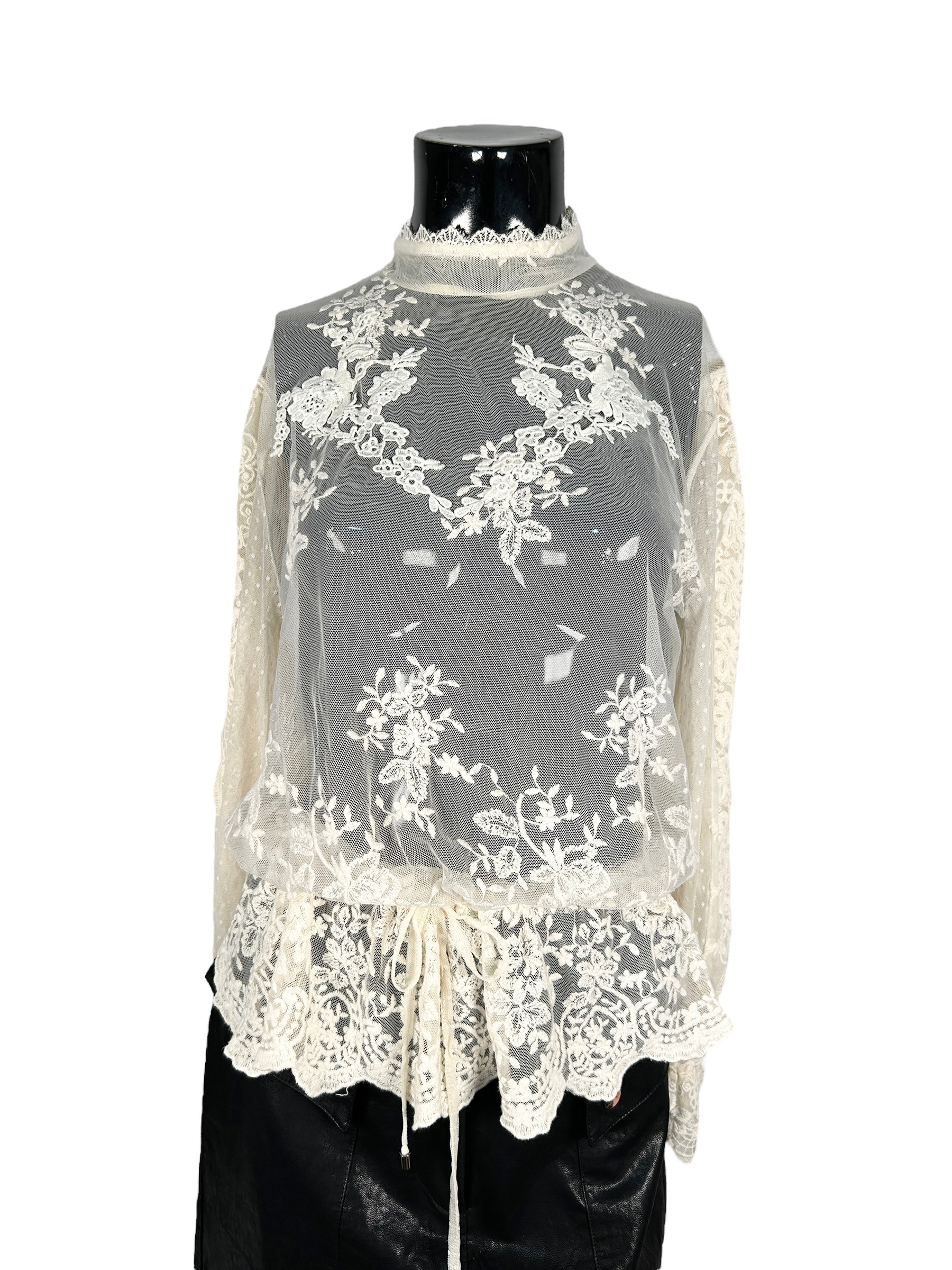 BUFFALO Lace Cream High Neck Blouse