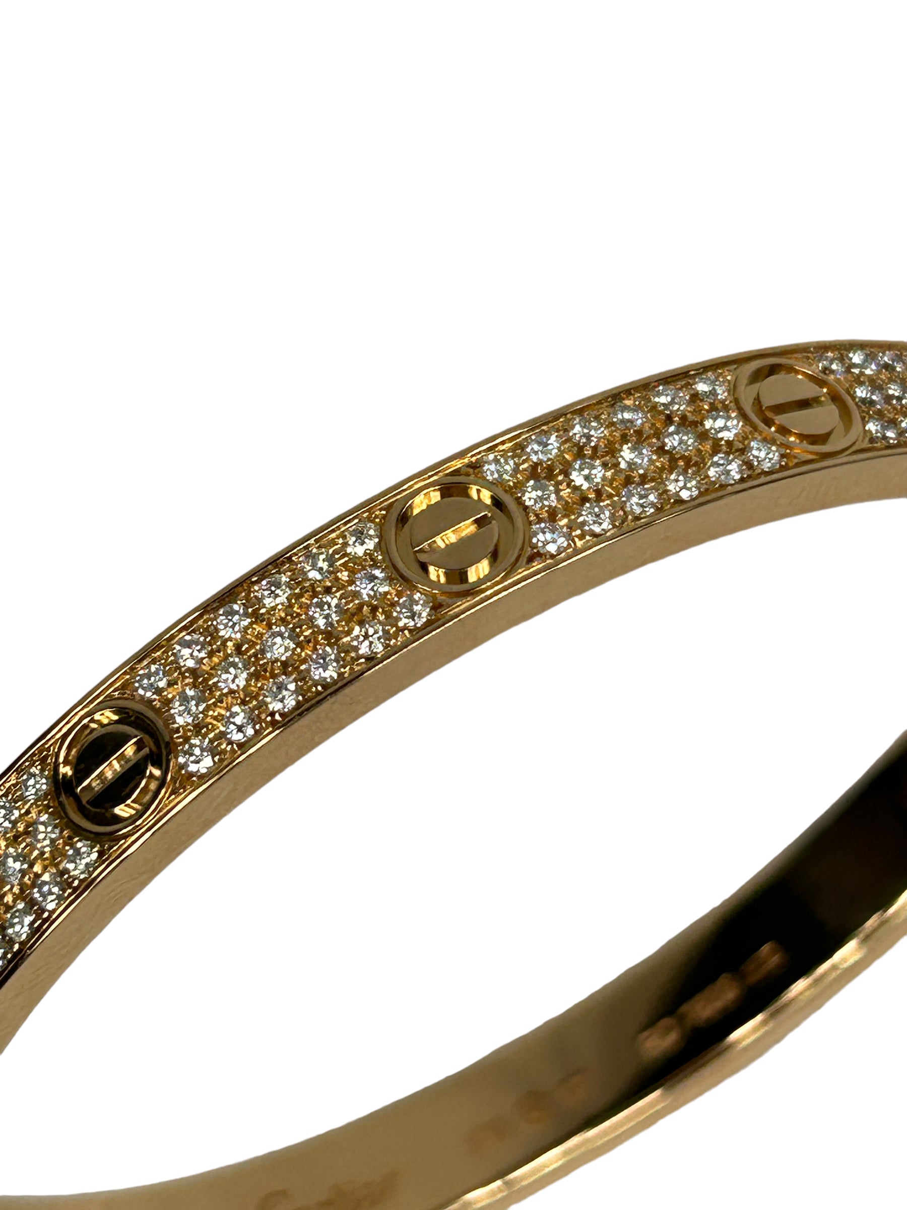 18K Rose Gold Diamond Paved Love Bracelet