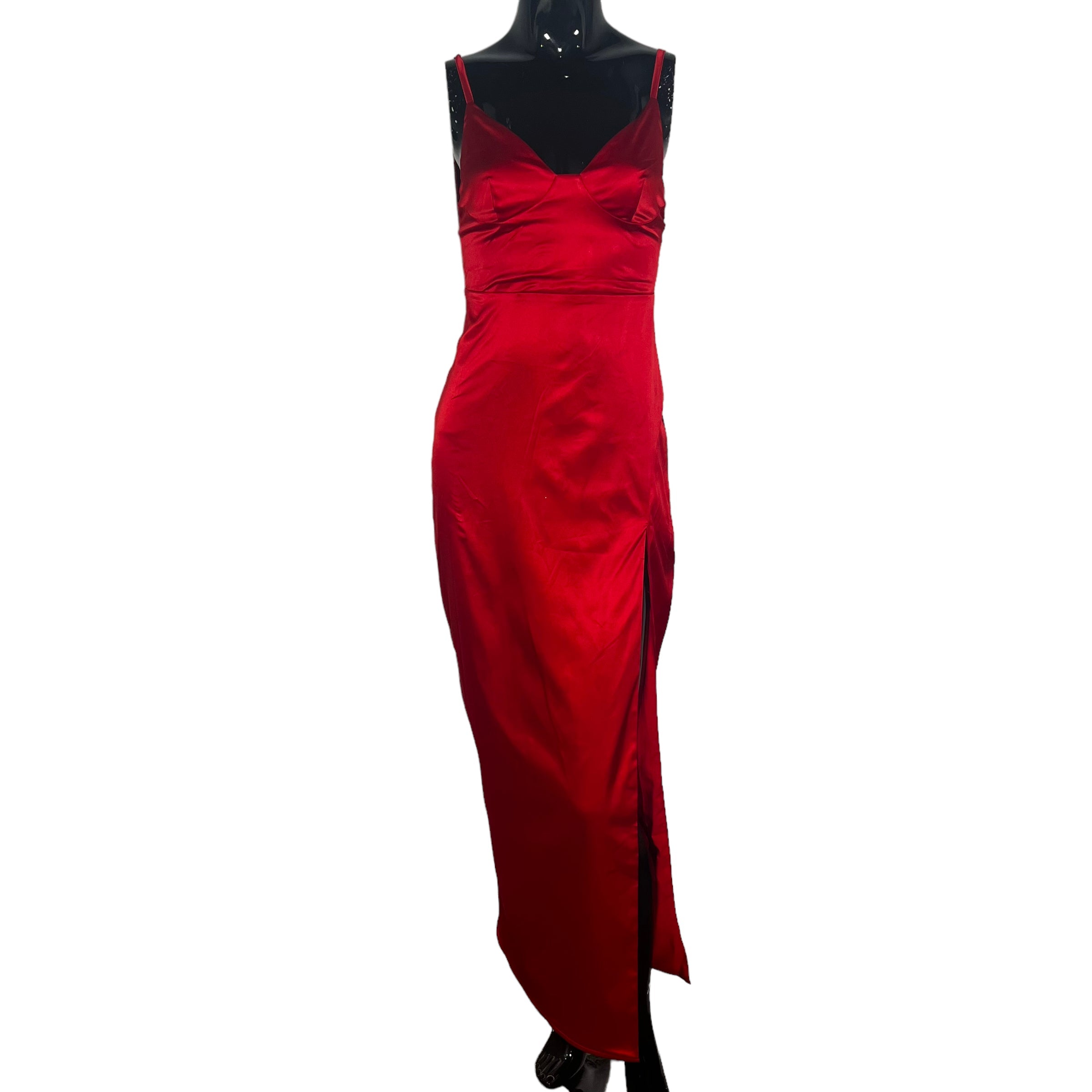 BEGINNING BOUTIQUE Formal Red Silk Long Dress