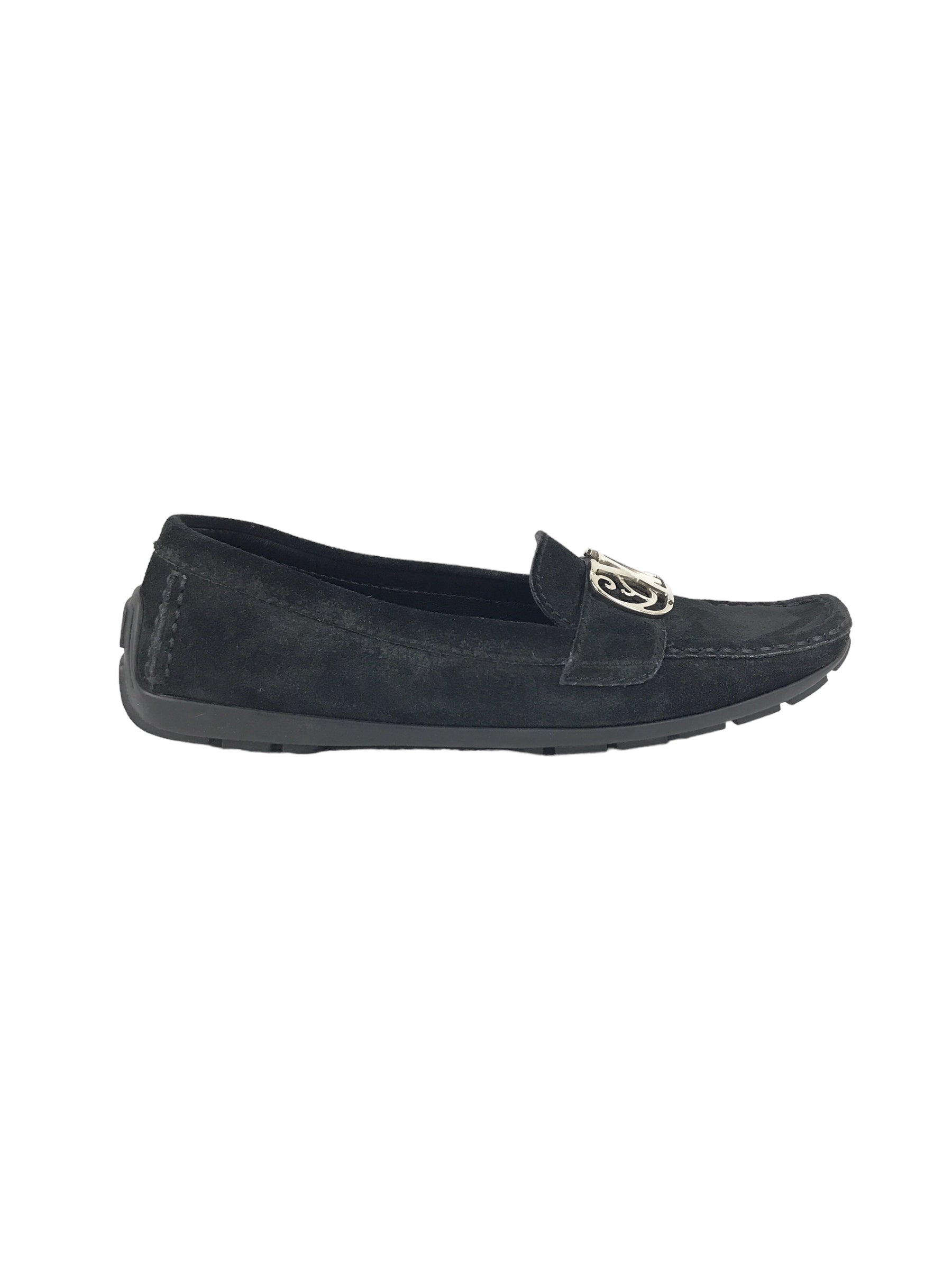 Monogram Black Suede Drivers Loafers W/SHW