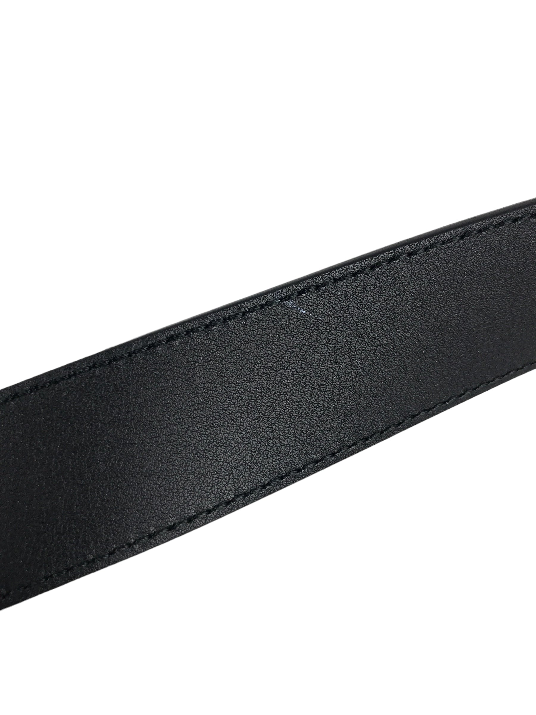 GG Logo Black Leather Belt w/AGW