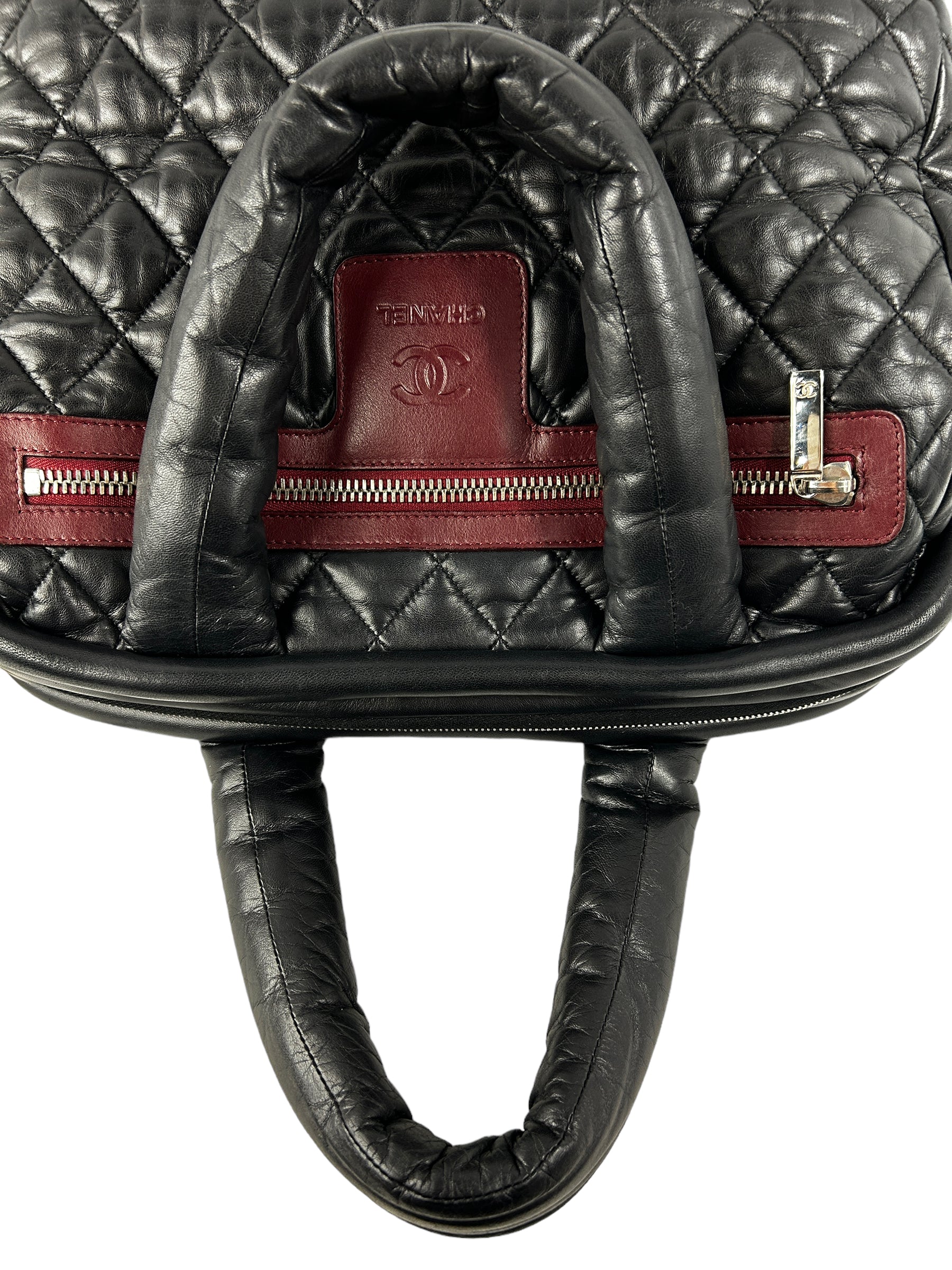 Black Quilted Lambskin Coco Cocoon Bowler Travel Bag w/SHW