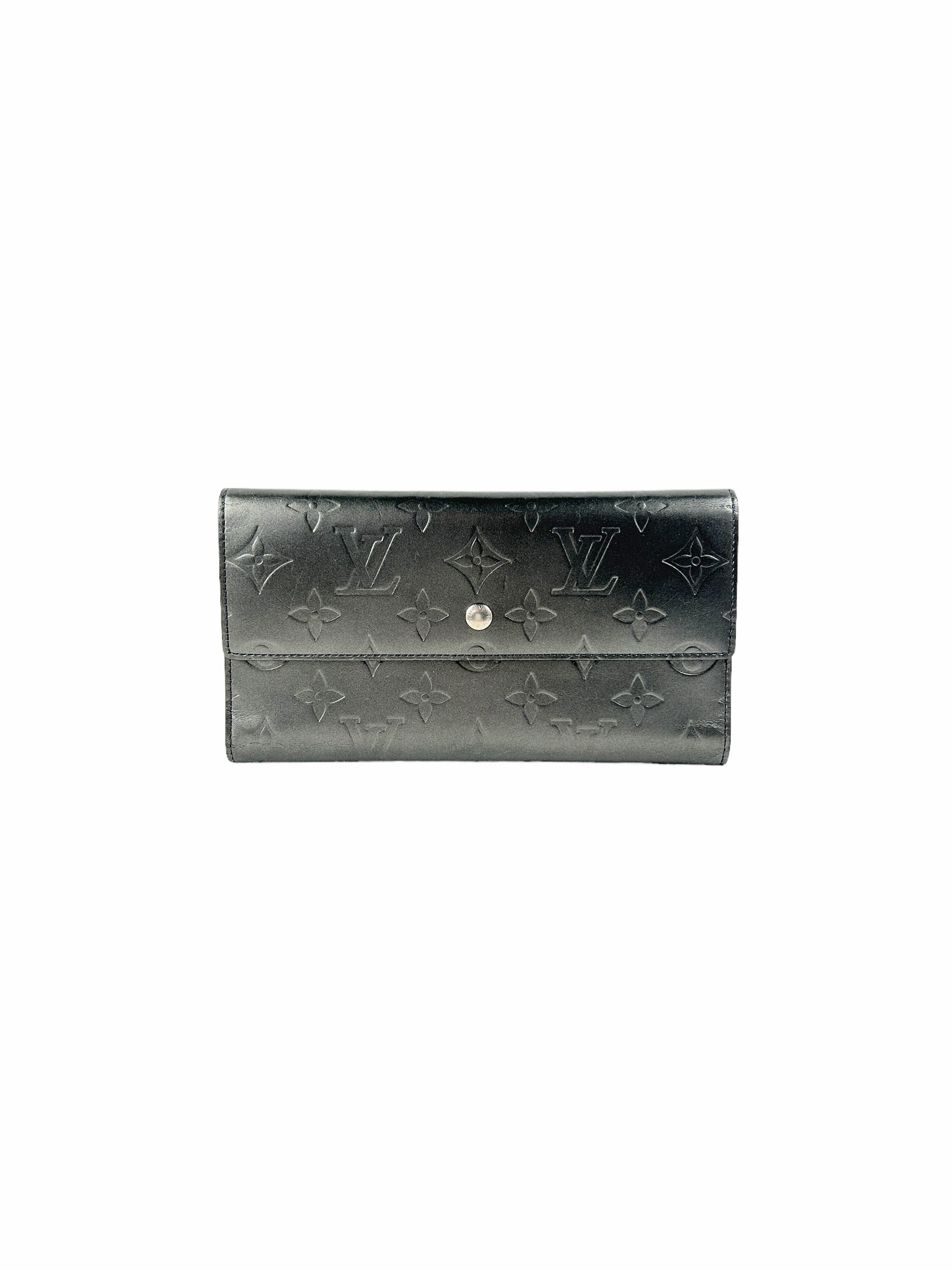 Porte Tresor Metallic Grey Patent Empriente Leather International Long Wallet