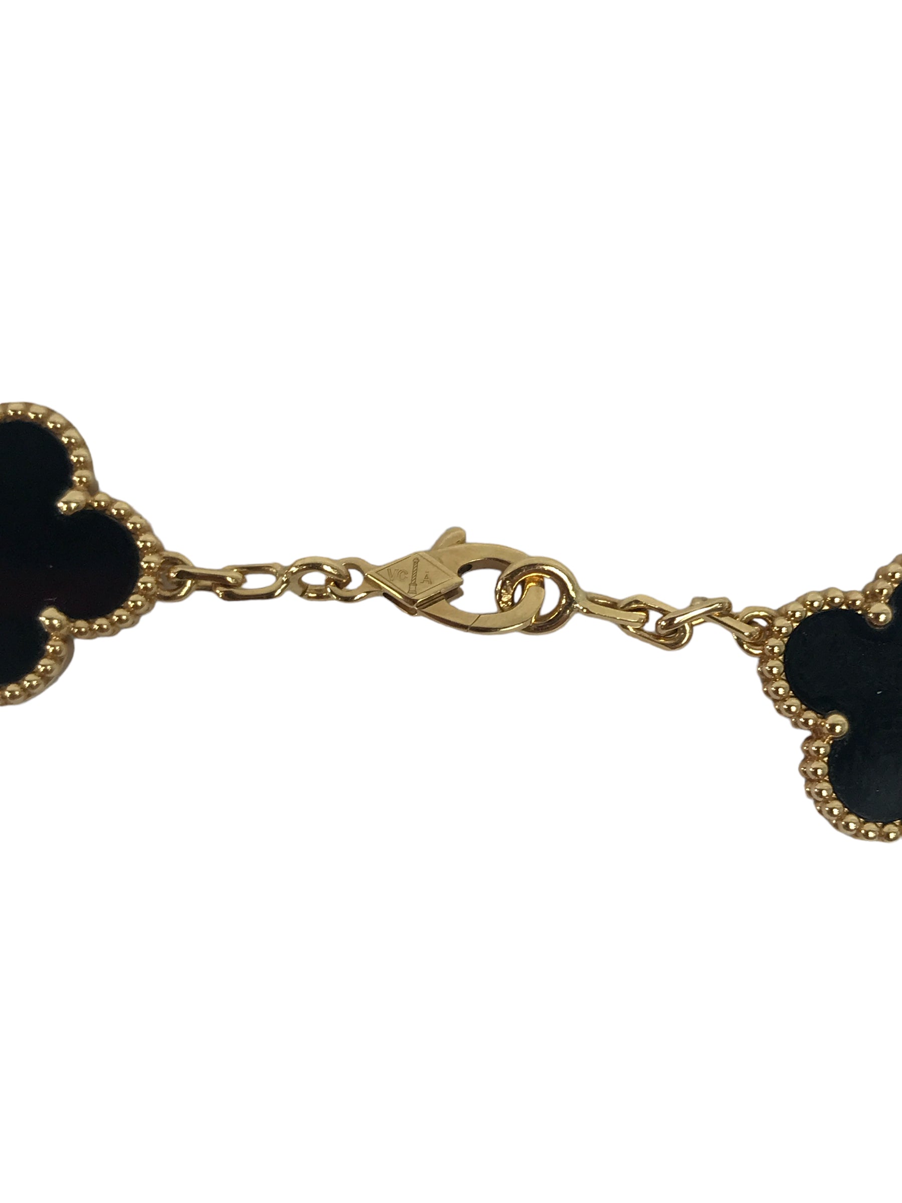 Alhambra Onyx 10 Motifs 18K Yellow Gold Necklace