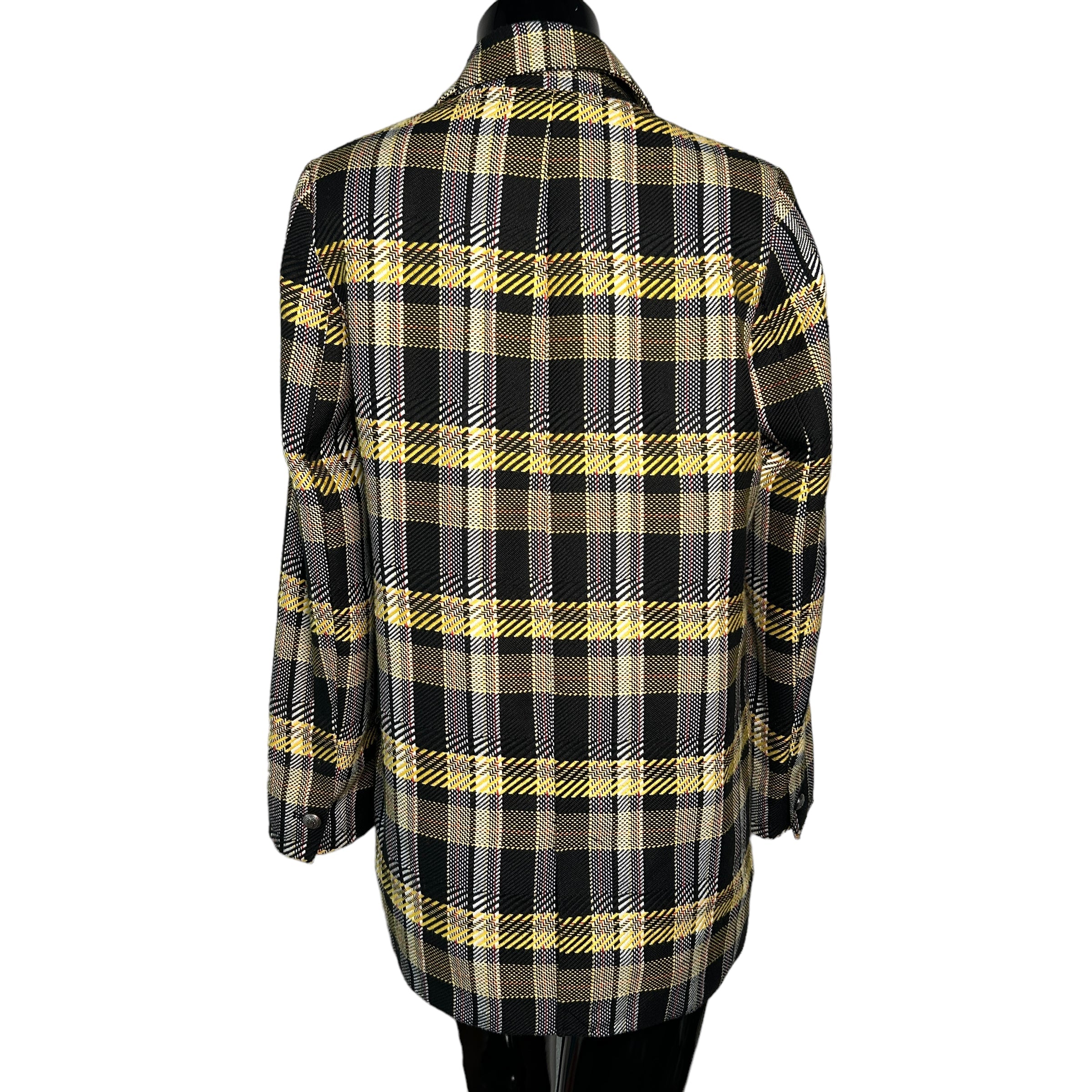 ZARA Yellow/Black Plaid Long Blazer