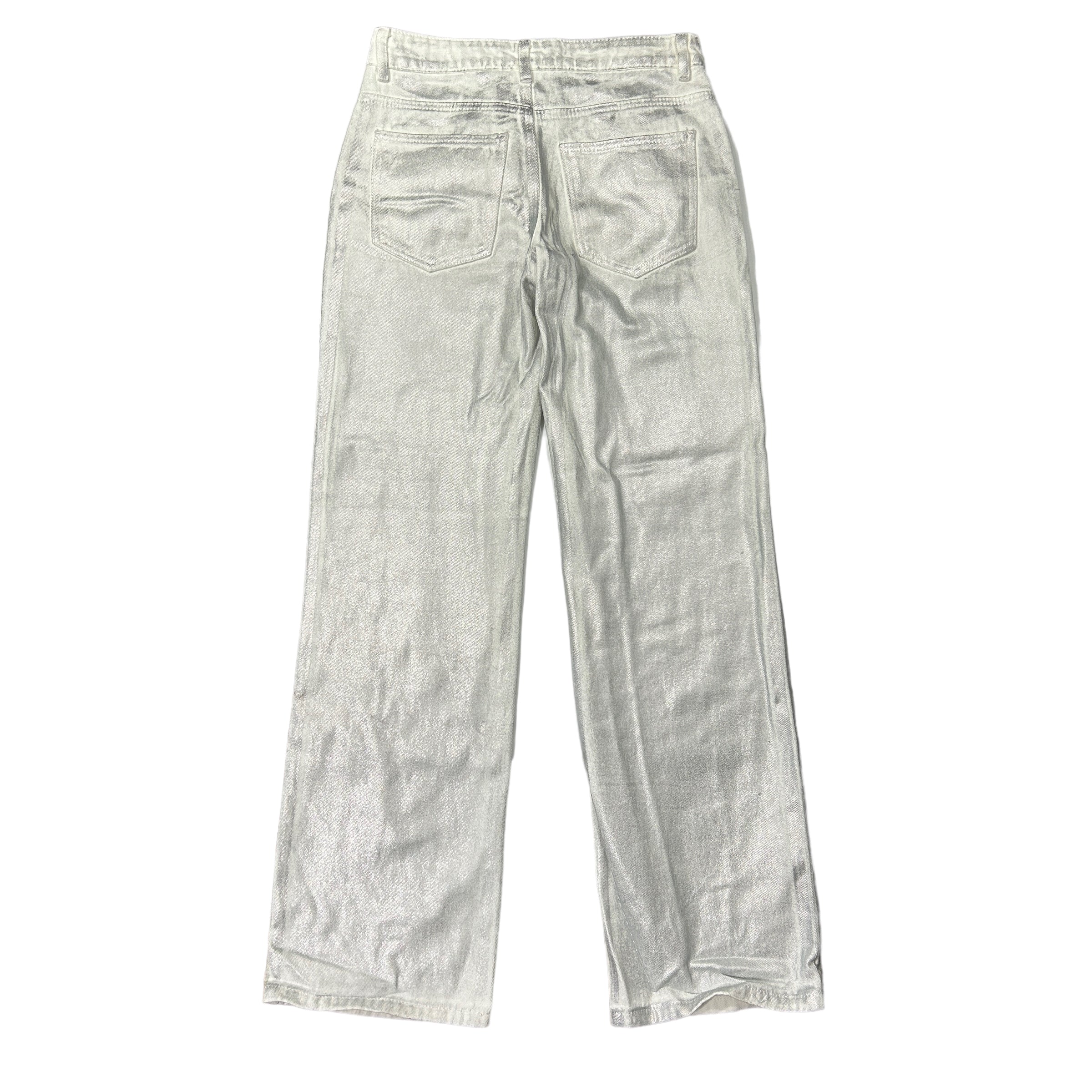 EDIKTED Aged Metallic Silver White Denim Jeans