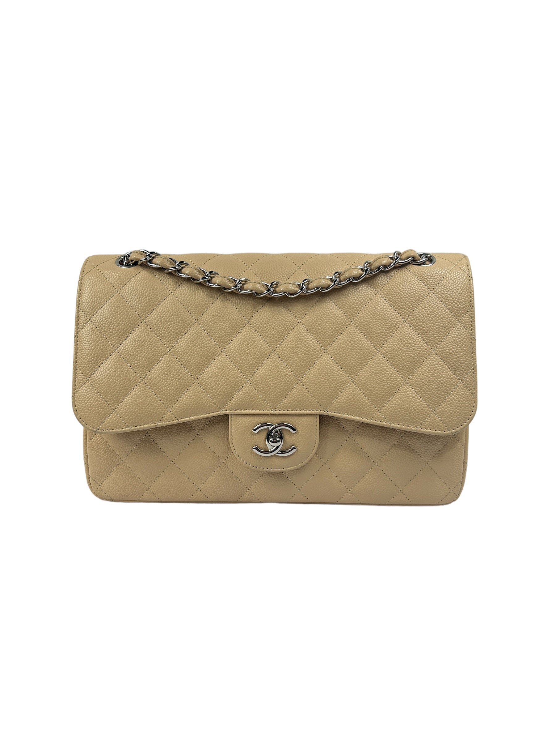 Nude Caviar Quilted Double Flap Jumbo w/SHW