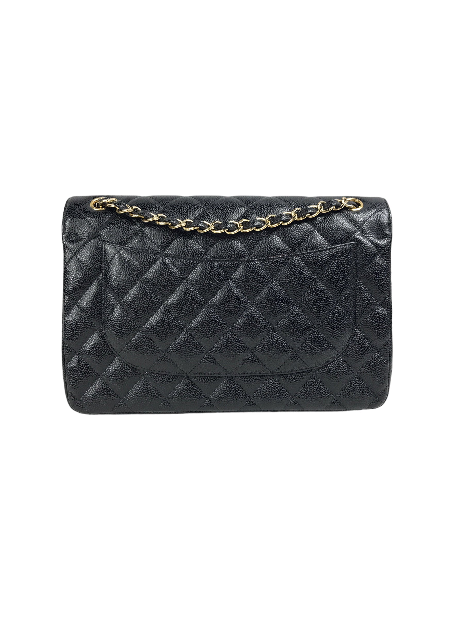 Black Caviar Quilted Double Flap Jumbo w/GHW