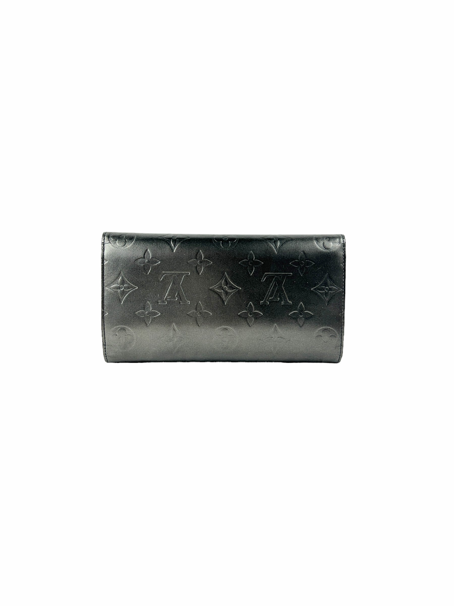 Porte Tresor Metallic Grey Patent Empriente Leather International Long Wallet