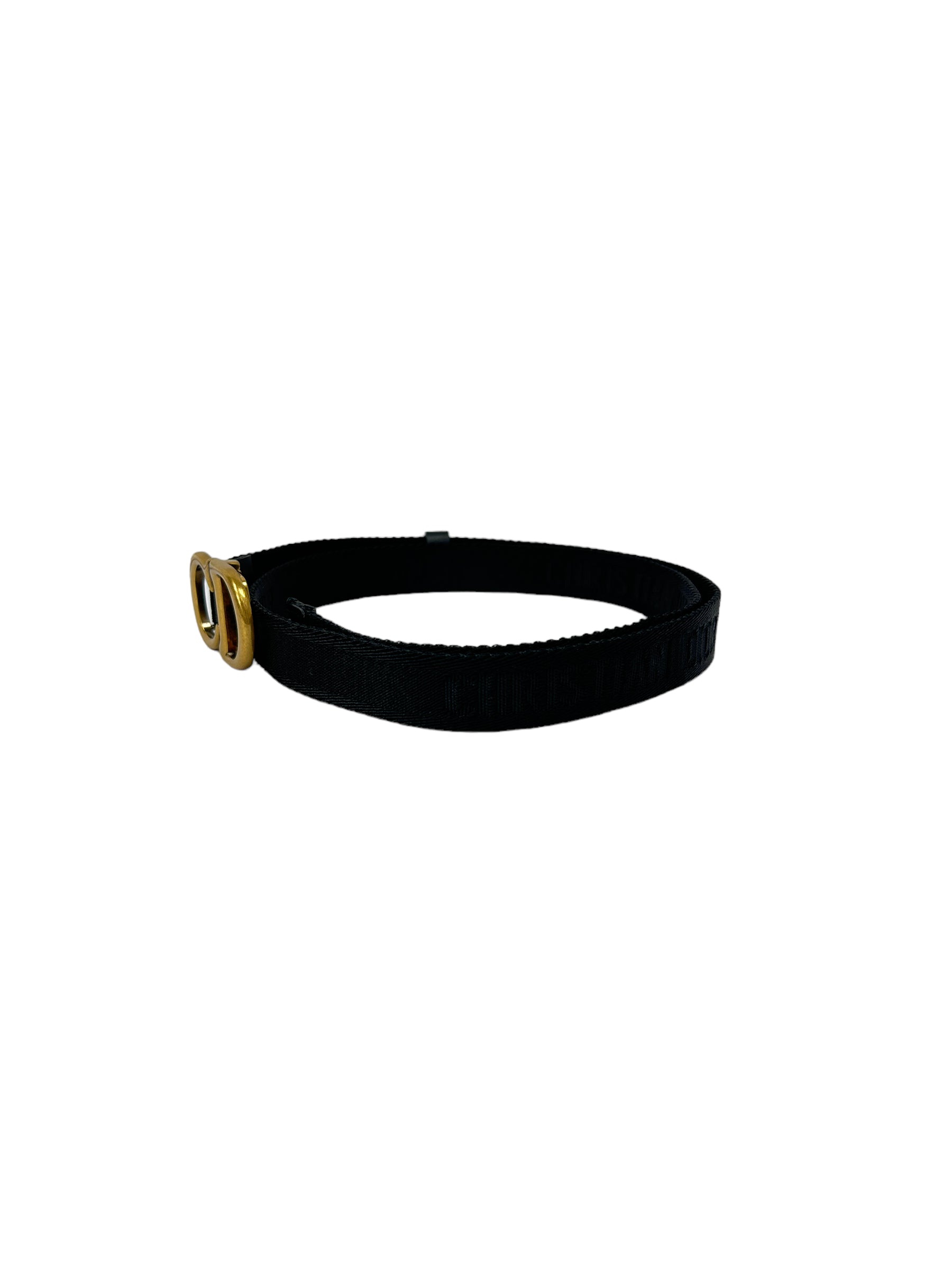 Thin Black Jacquard Logo Saddle Belt w/AGHW