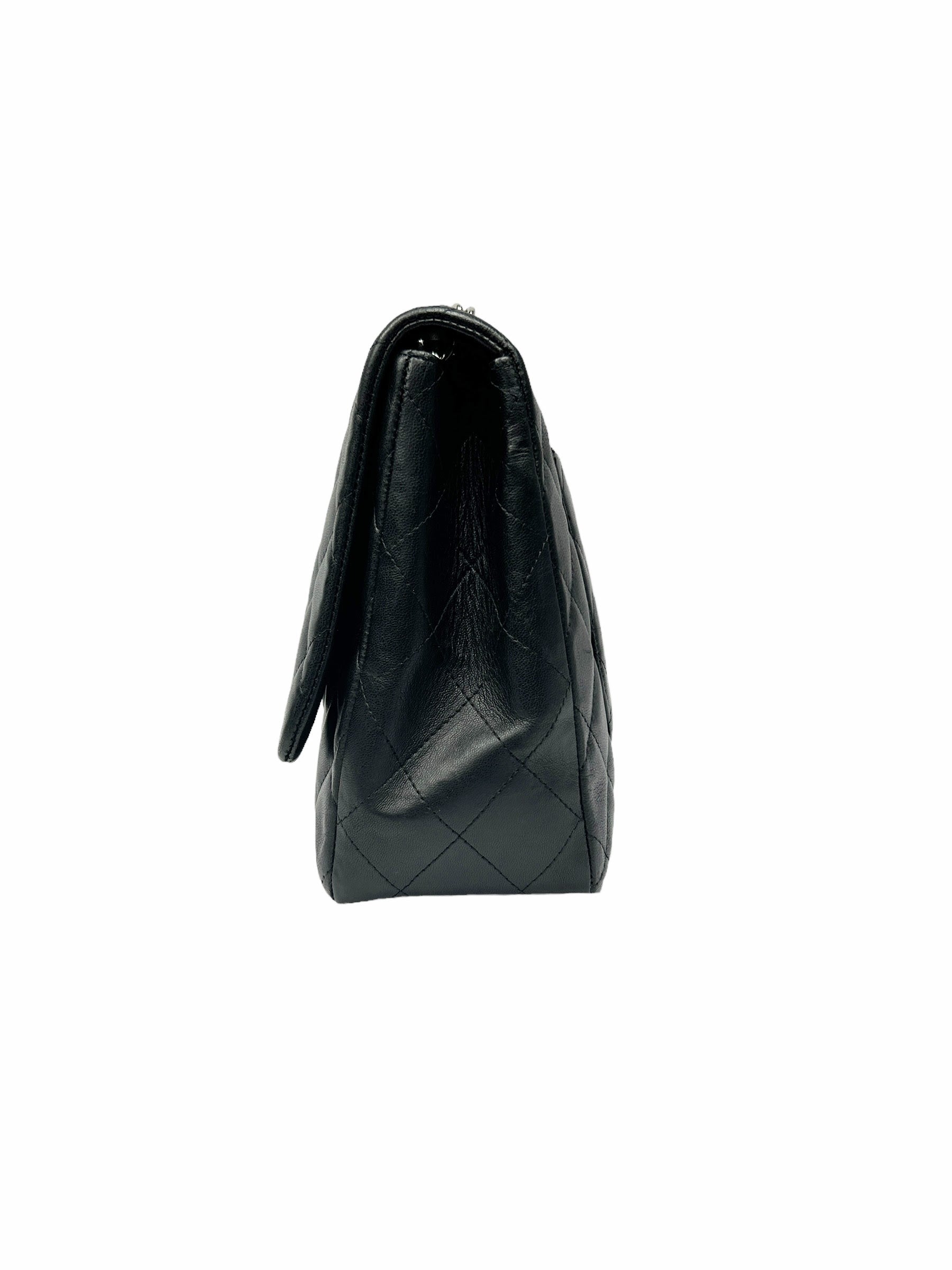 black Quilted Lambskin Single Flap Classic Jumbo w/SHW