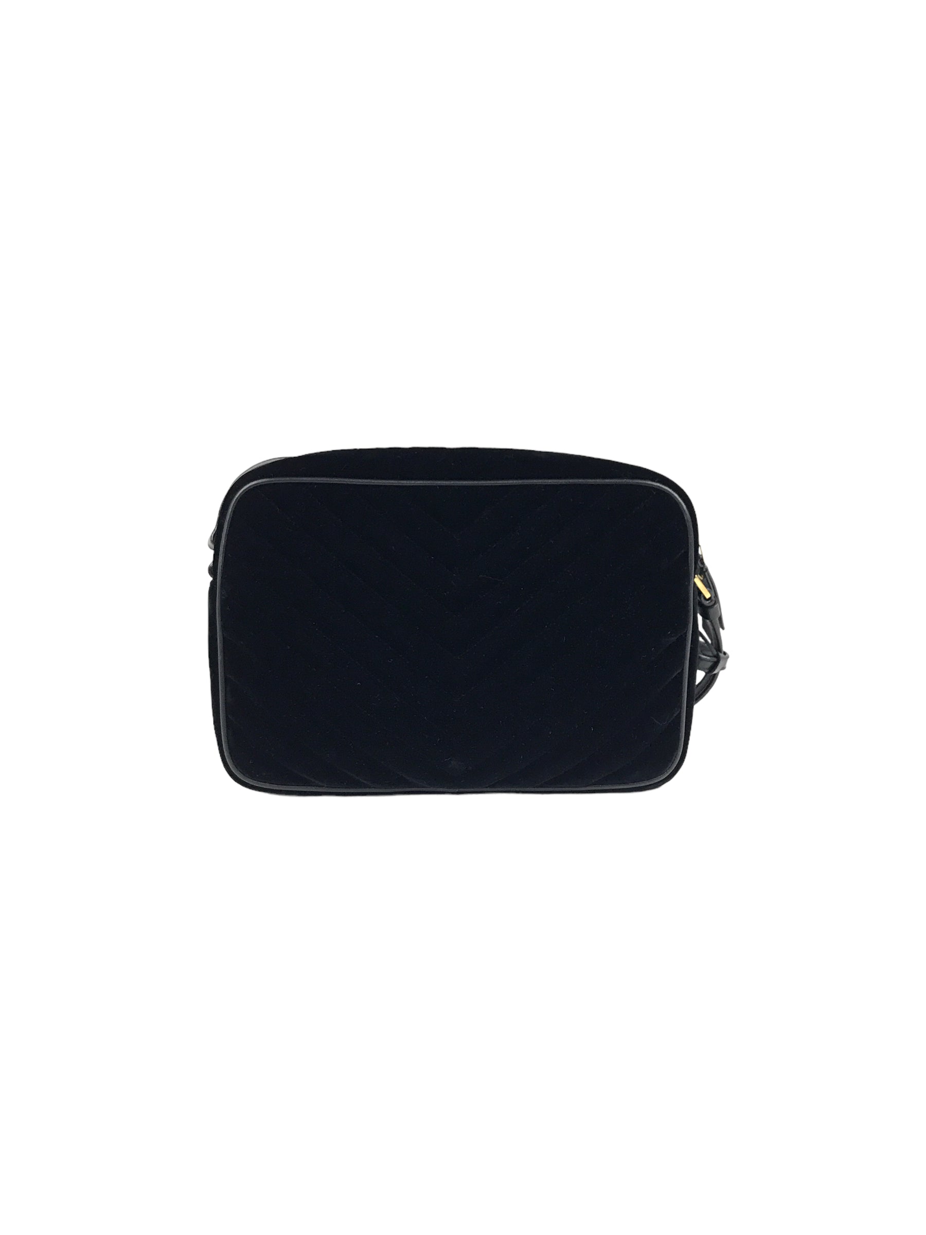 Black Medium Lou YSL Velvet Camera Bag w/AGHW