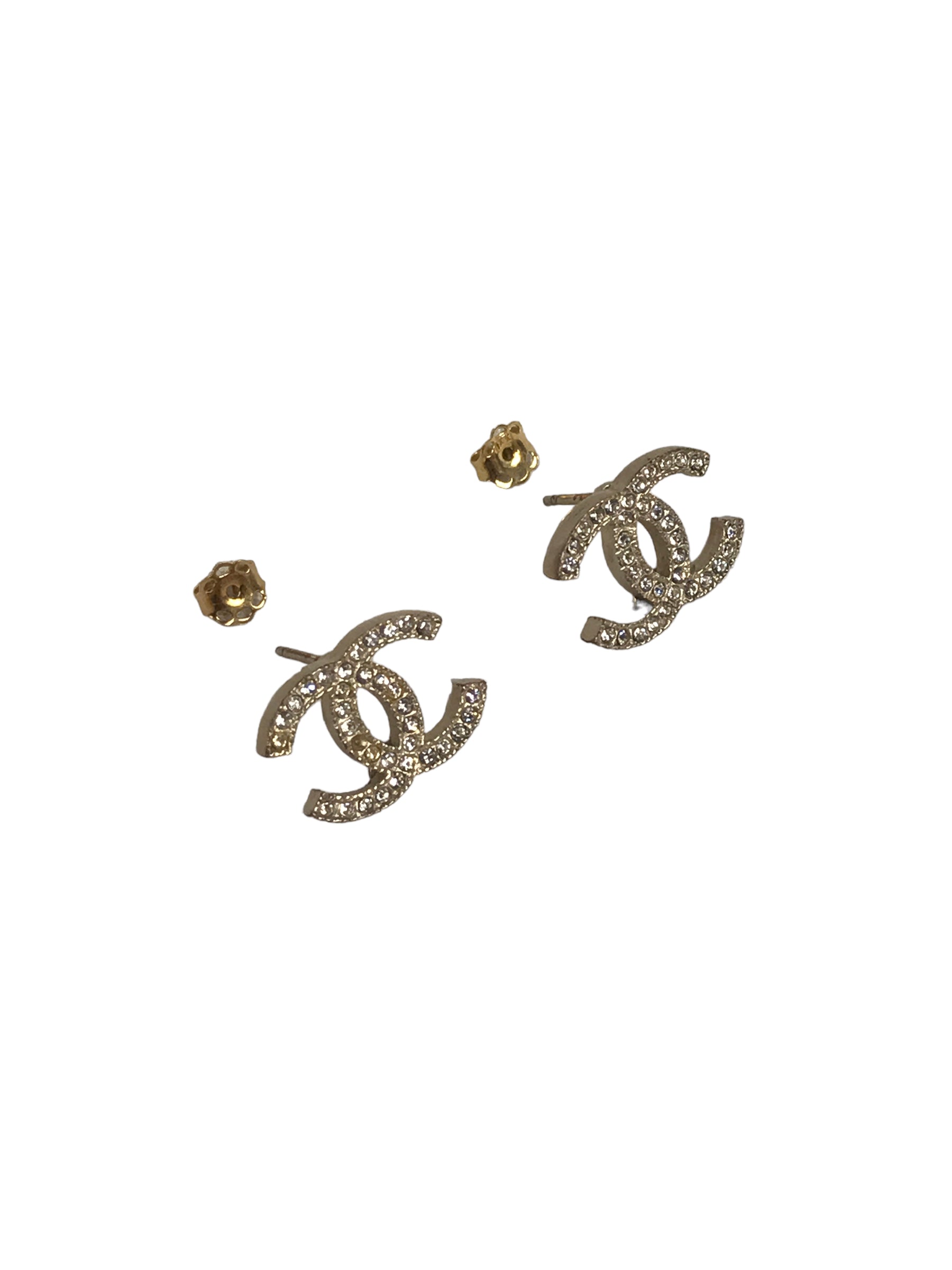 Gold CC Crystal Stud Earrings