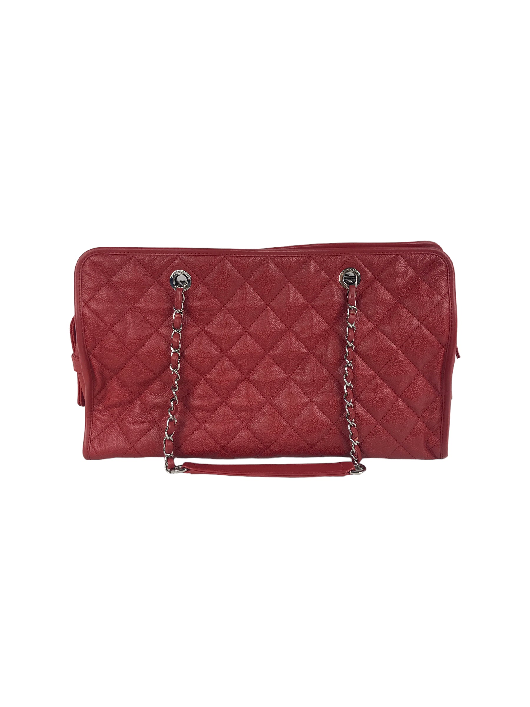 Red Caviar Quilted French Riviera Tote Bag w/SHW