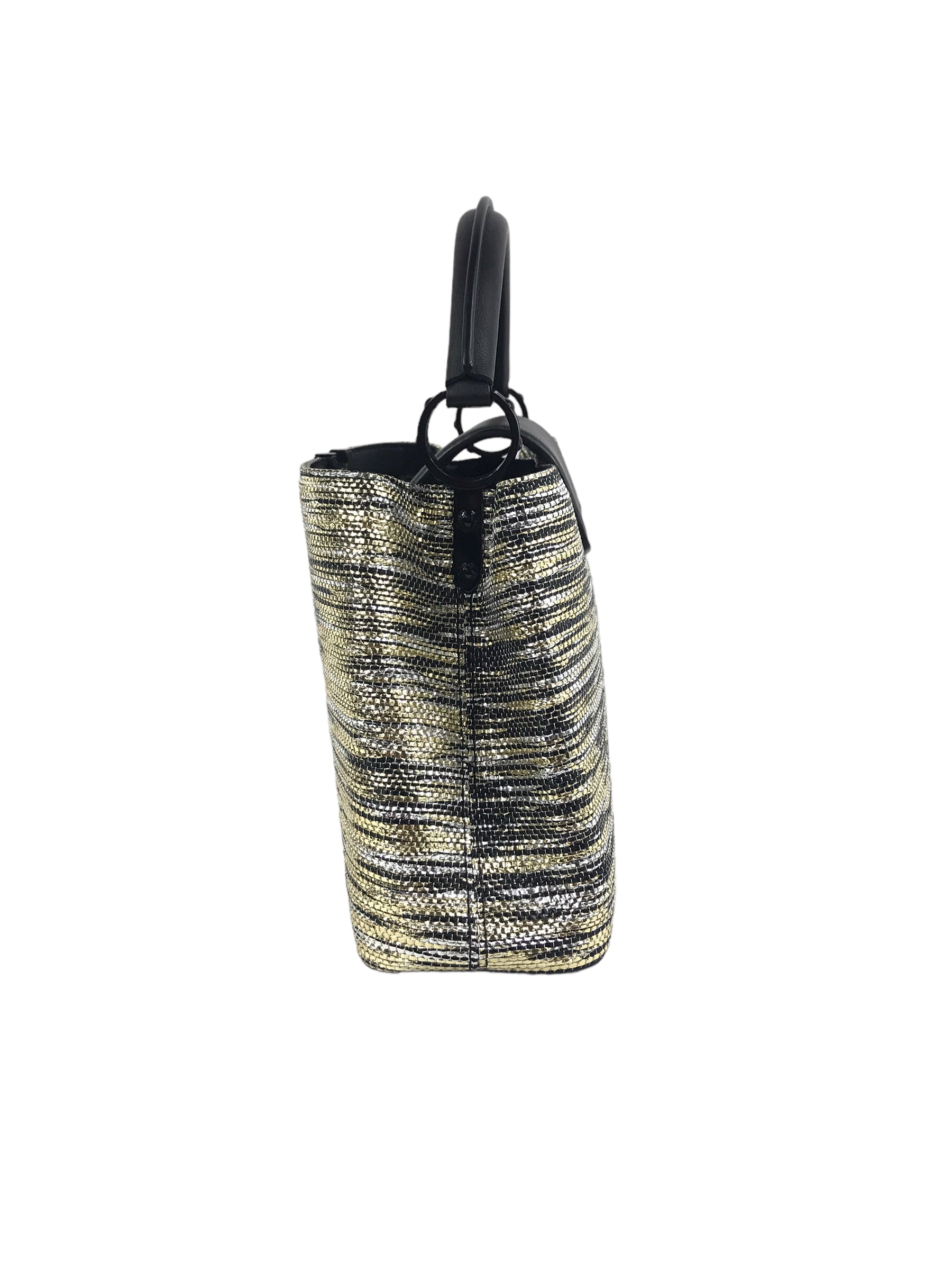 Limited Edition Black/Gold Woven Shimmery Embroidered Textile Capucine BB So Black,