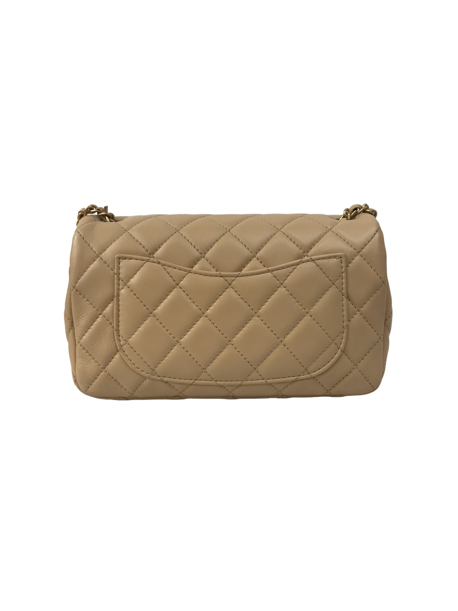 Lambskin Quilted Leather Mini Rectangle Pearl Crush w/AGHW