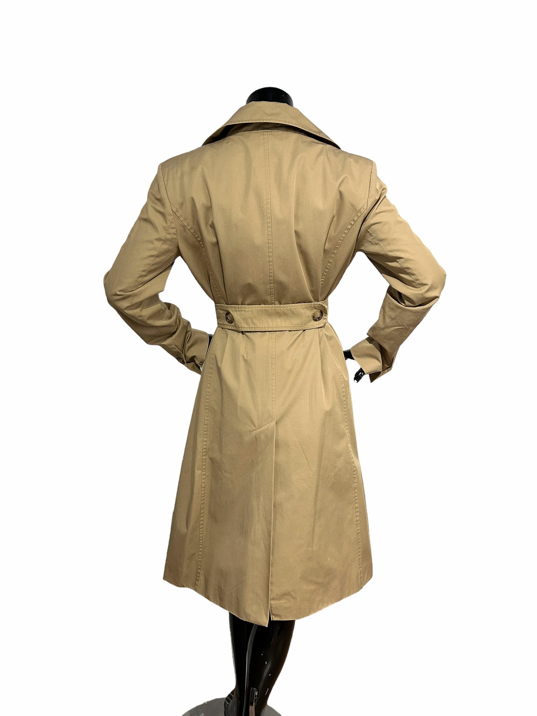 Beige Cotton Double Breasted Trench Coat