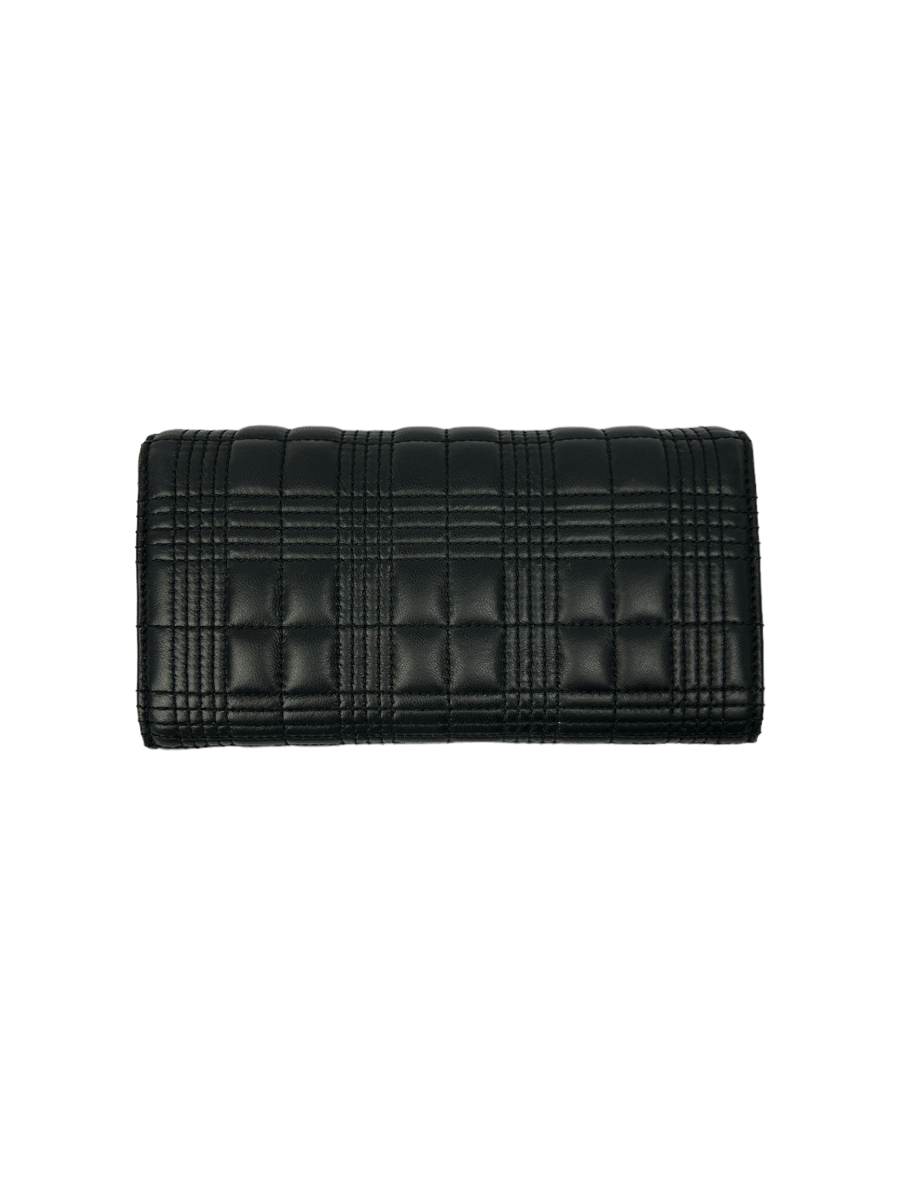 Black Quilted Lola Lambskin Leather Wallet