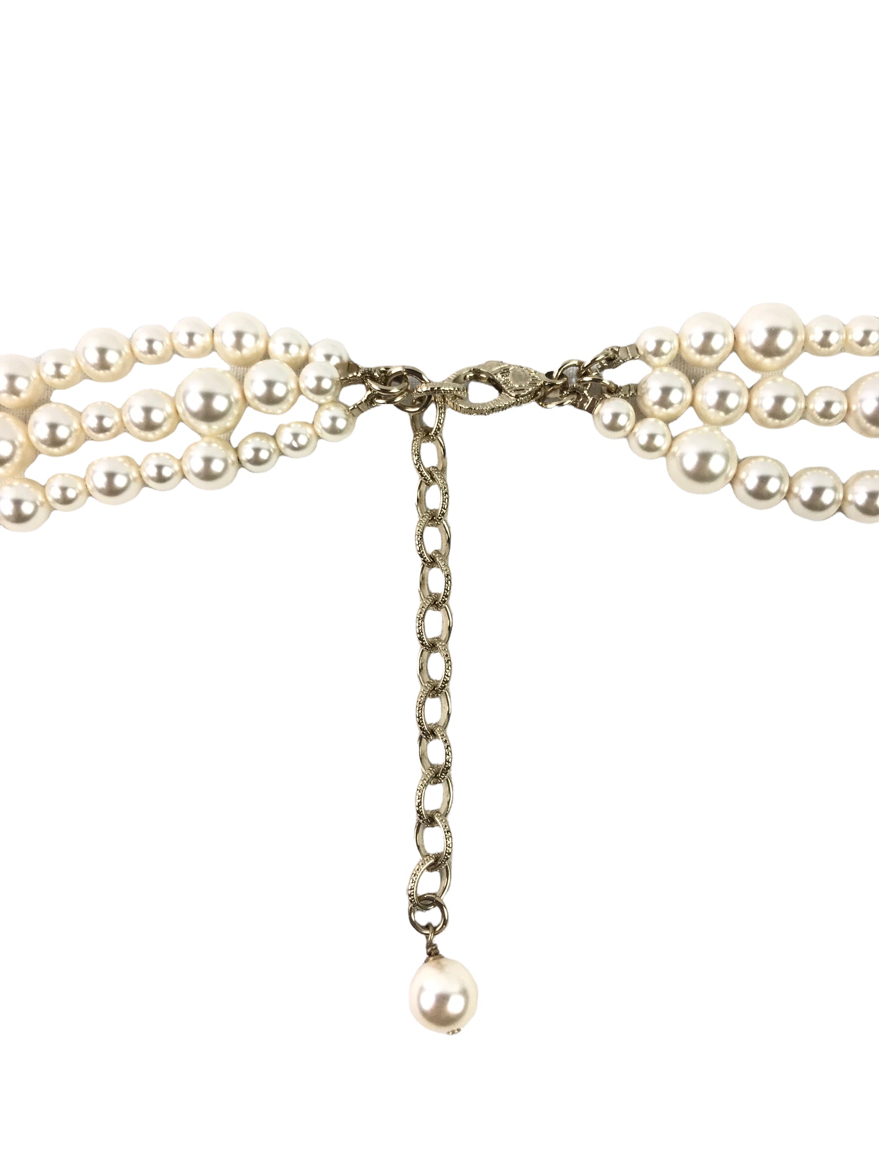 22C Gold CC 3-Strand Long Pearl Necklace
