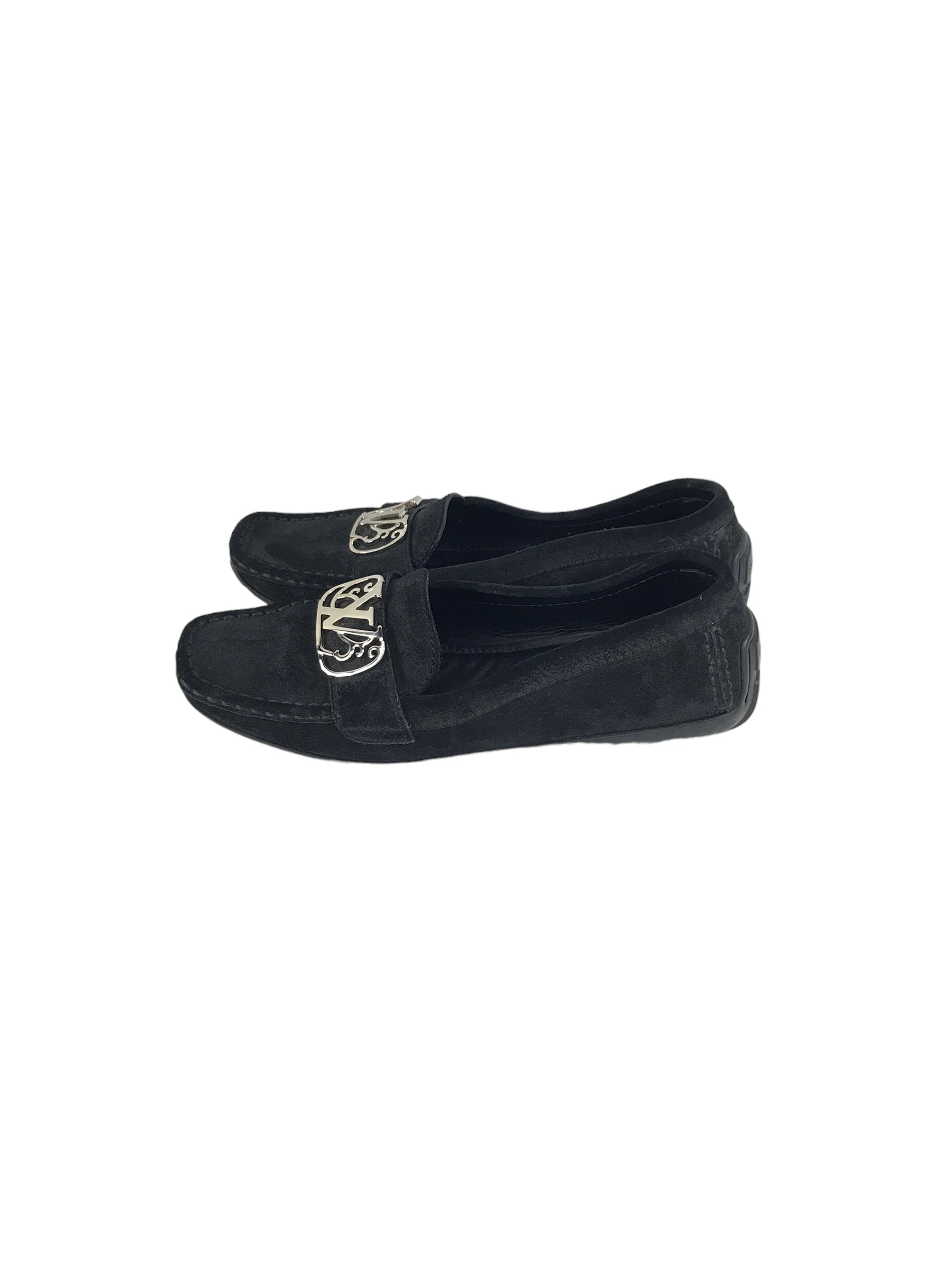 Monogram Black Suede Drivers Loafers W/SHW