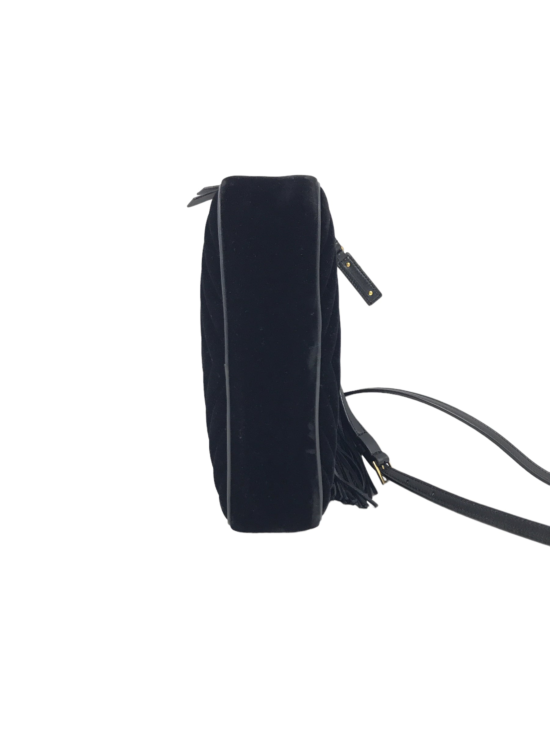 Black Medium Lou YSL Velvet Camera Bag w/AGHW