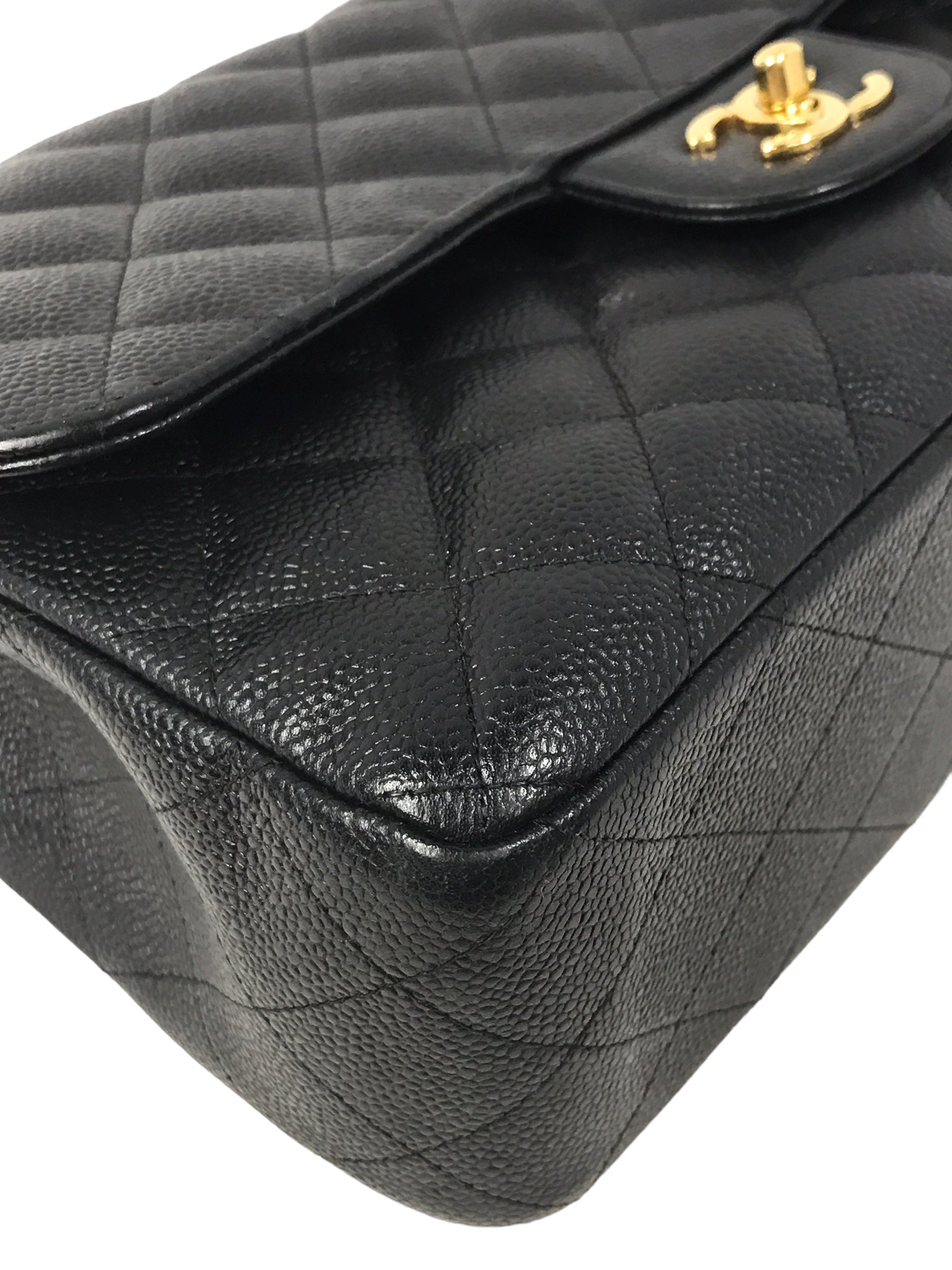 Black Caviar Quilted Double Flap Jumbo Classic Flap w/GHW