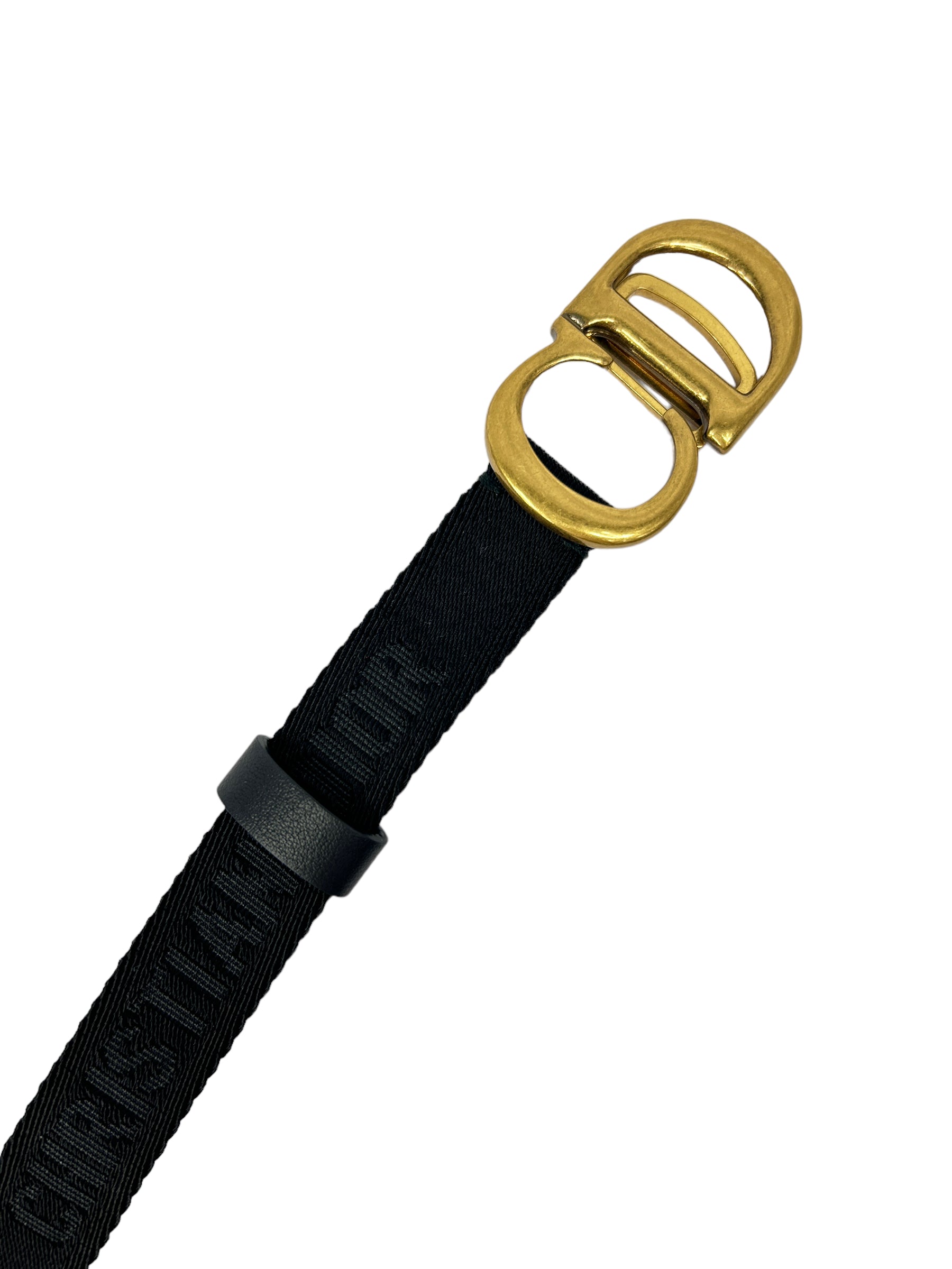 Thin Black Jacquard Logo Saddle Belt w/AGHW