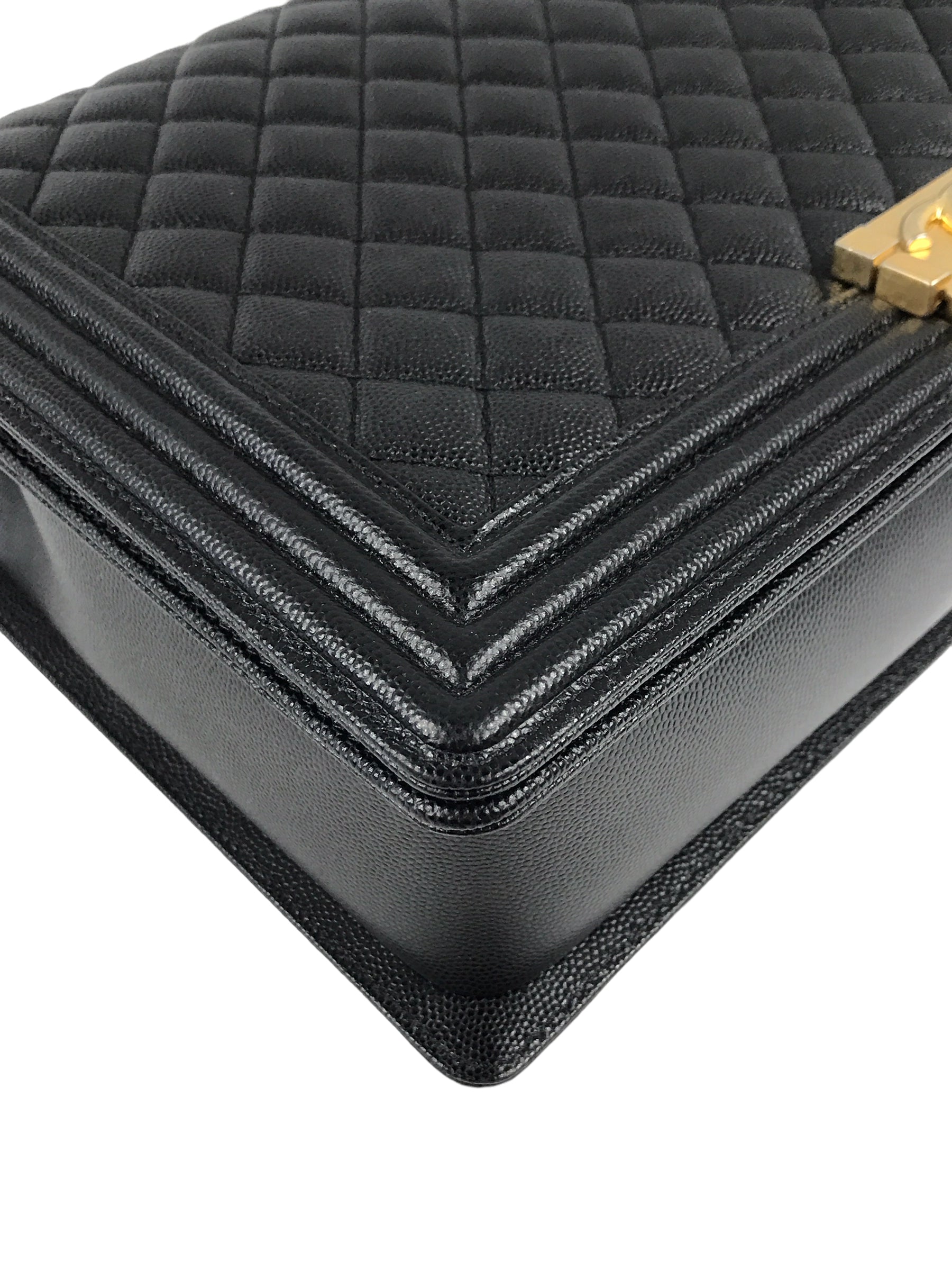 Black Caviar Quilted Large Boy Bag W/AGHW