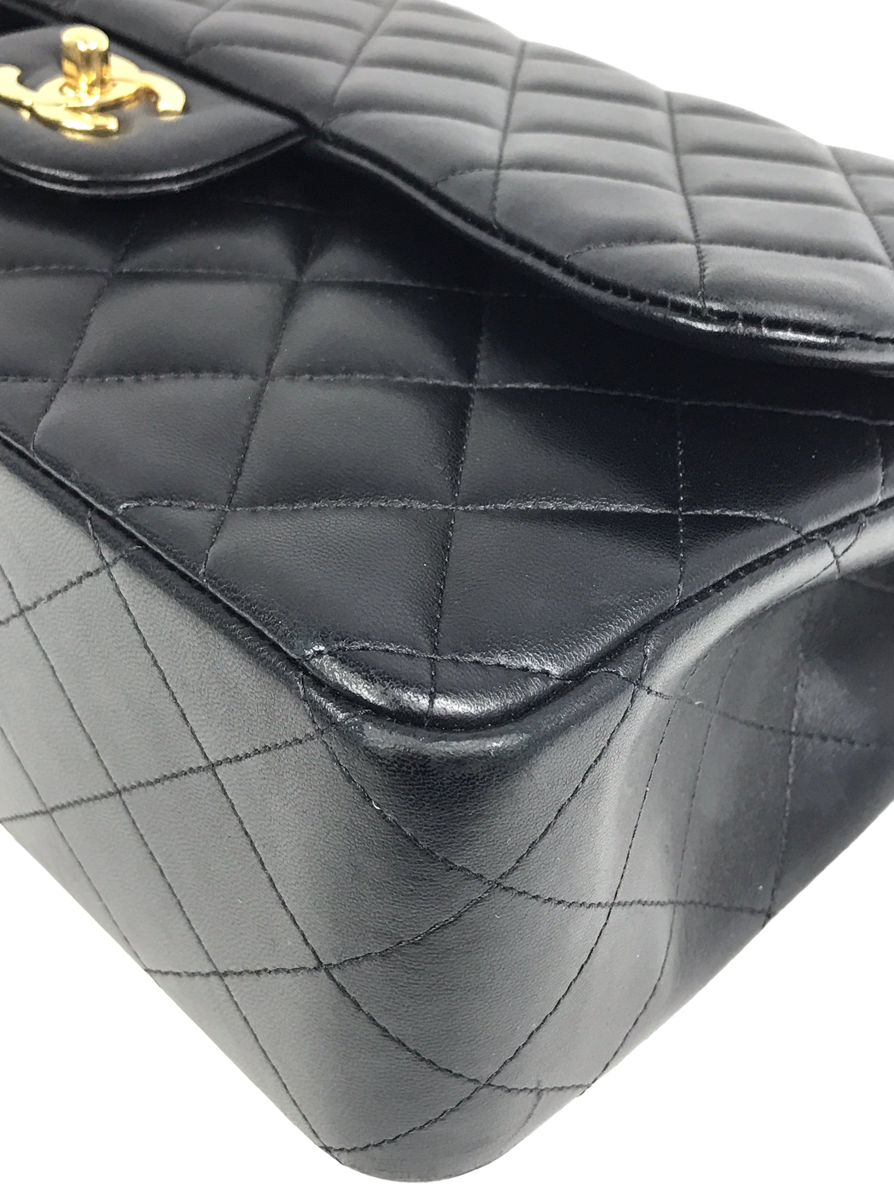 Black Quilted Lambskin Double Flap Jumbo Classics Flap w/GHW