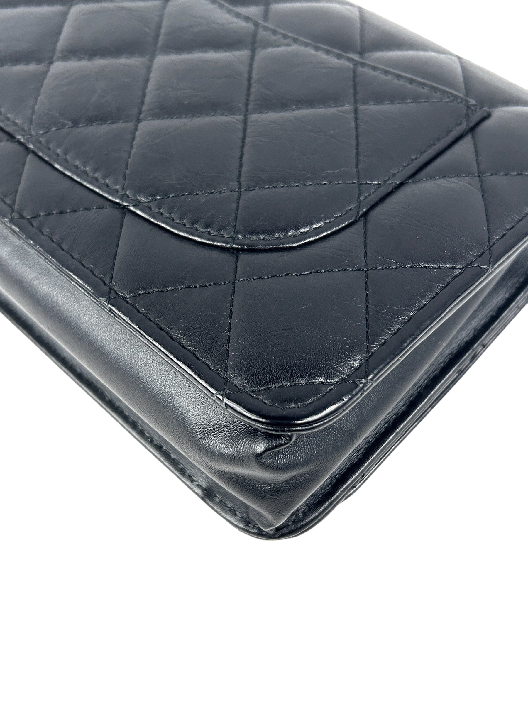 Black Quilted Aged Calfskin Charm Reissue Wallet On Chain w/RHW