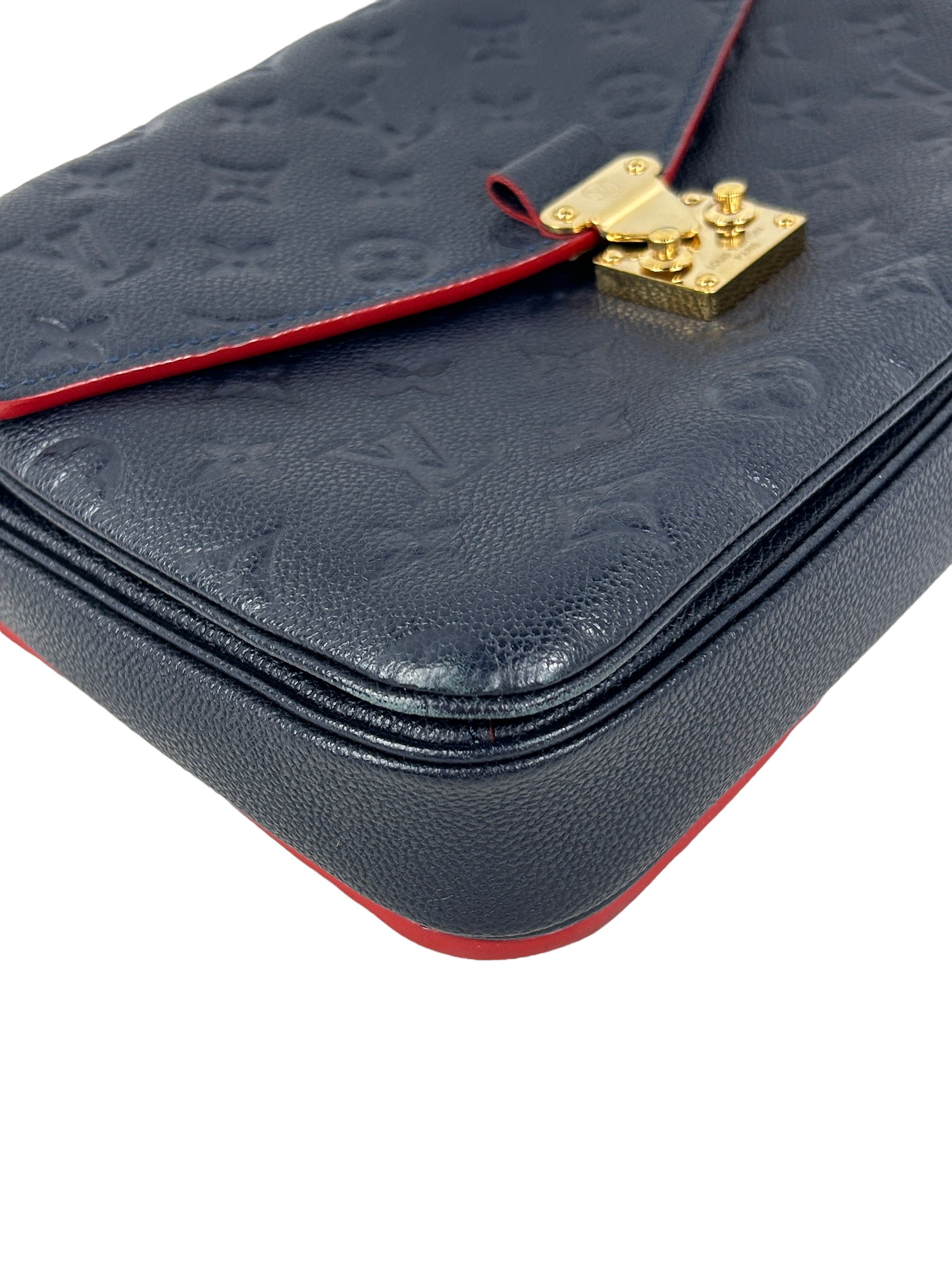 Navy/Red Empriente Leather Pochette Metis w/GHW
