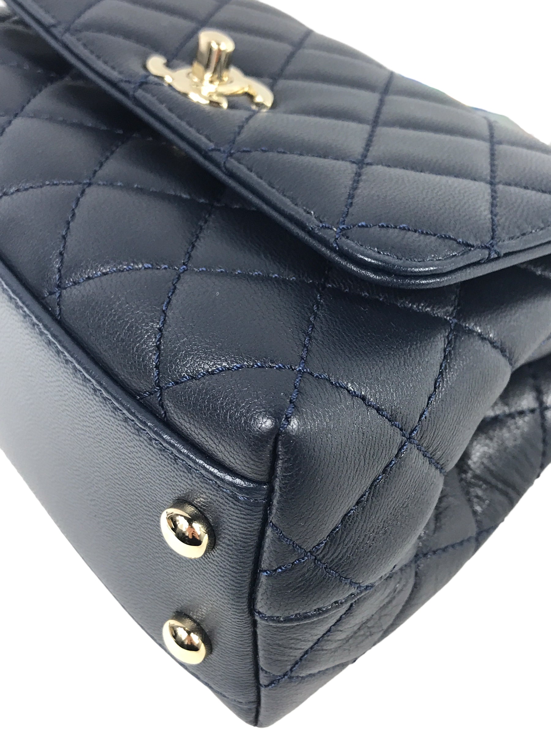 21P Navy Quilted Goatskin Leather Mini Coco Multicolor Handle W/LGHW