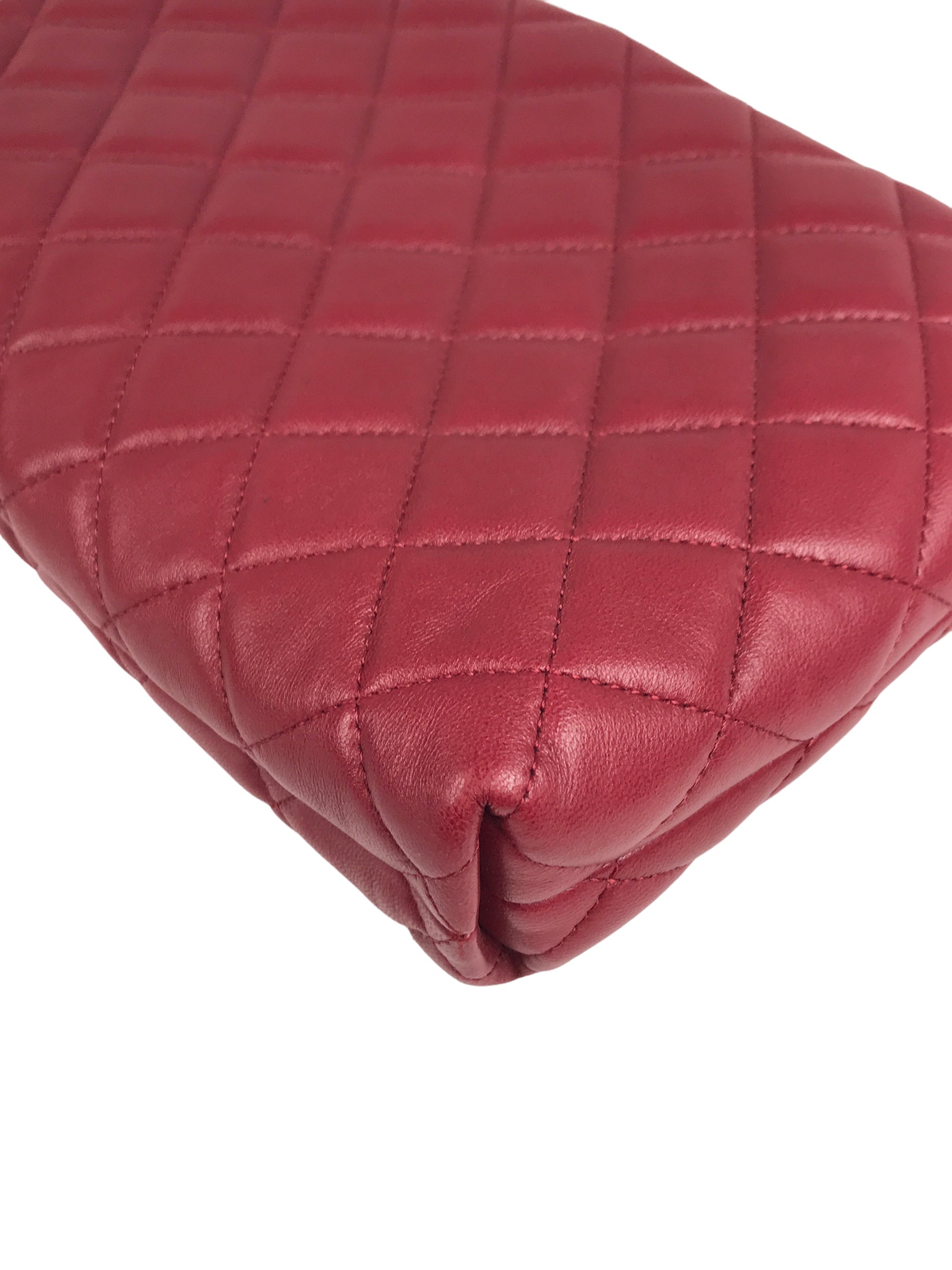 Red Quilted Lambskin CC Clutch W/SHW