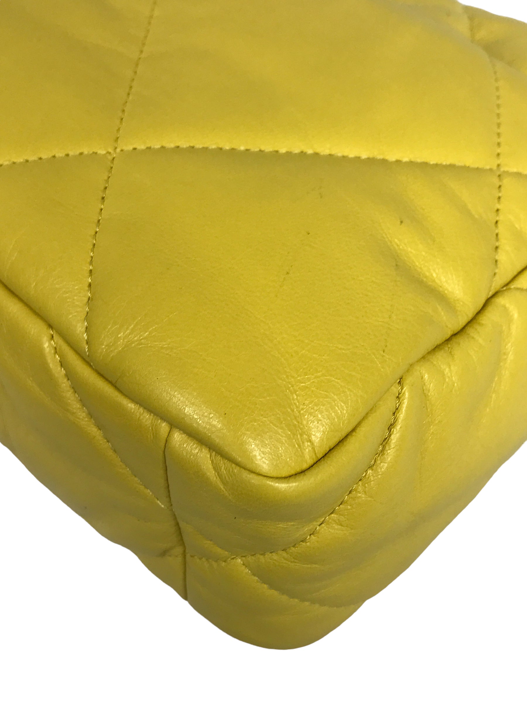 20B1 Yellow Clair Goatskin Quilted 19 Small Flap W/AGHW/SHW/RHW