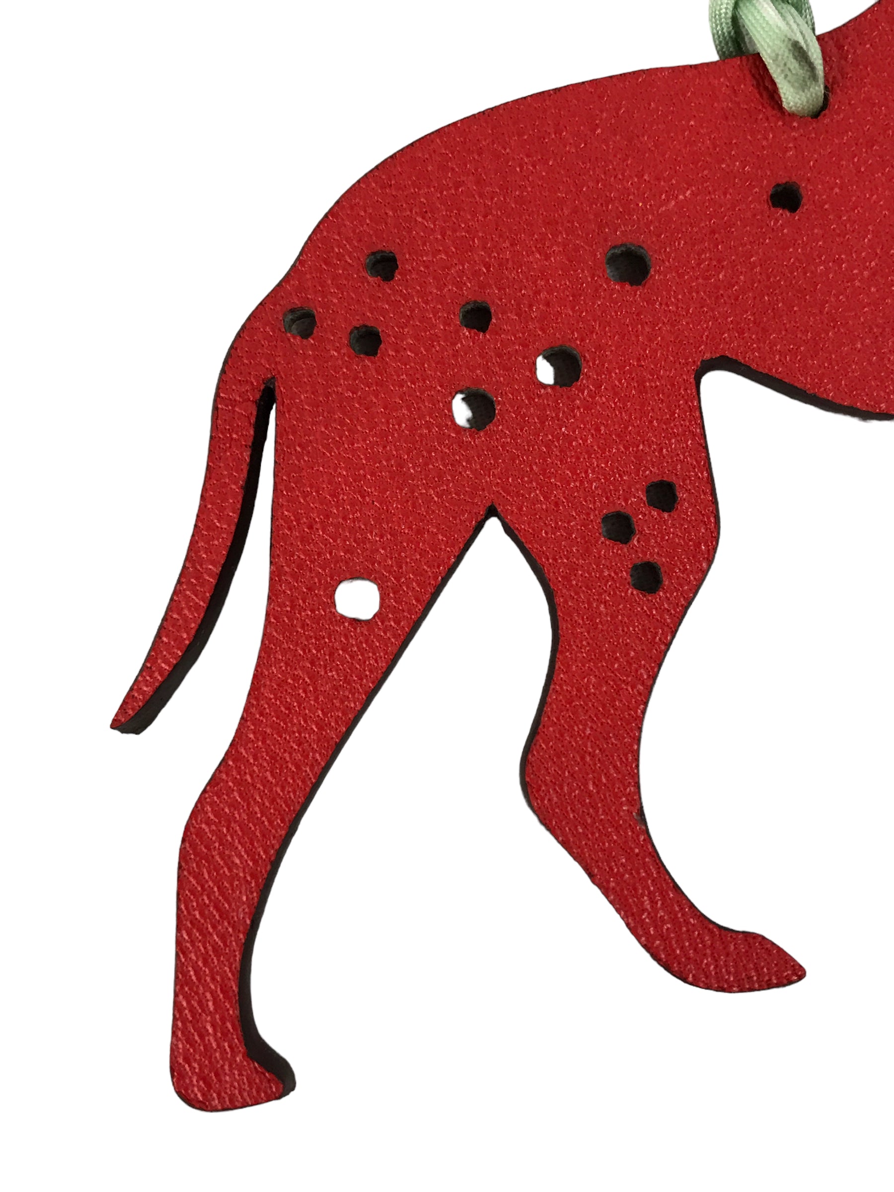 Petite H Dalmatian Bi-colour Rouge/Chai Calfskin Leather Bag Charm w/ silk twill cord