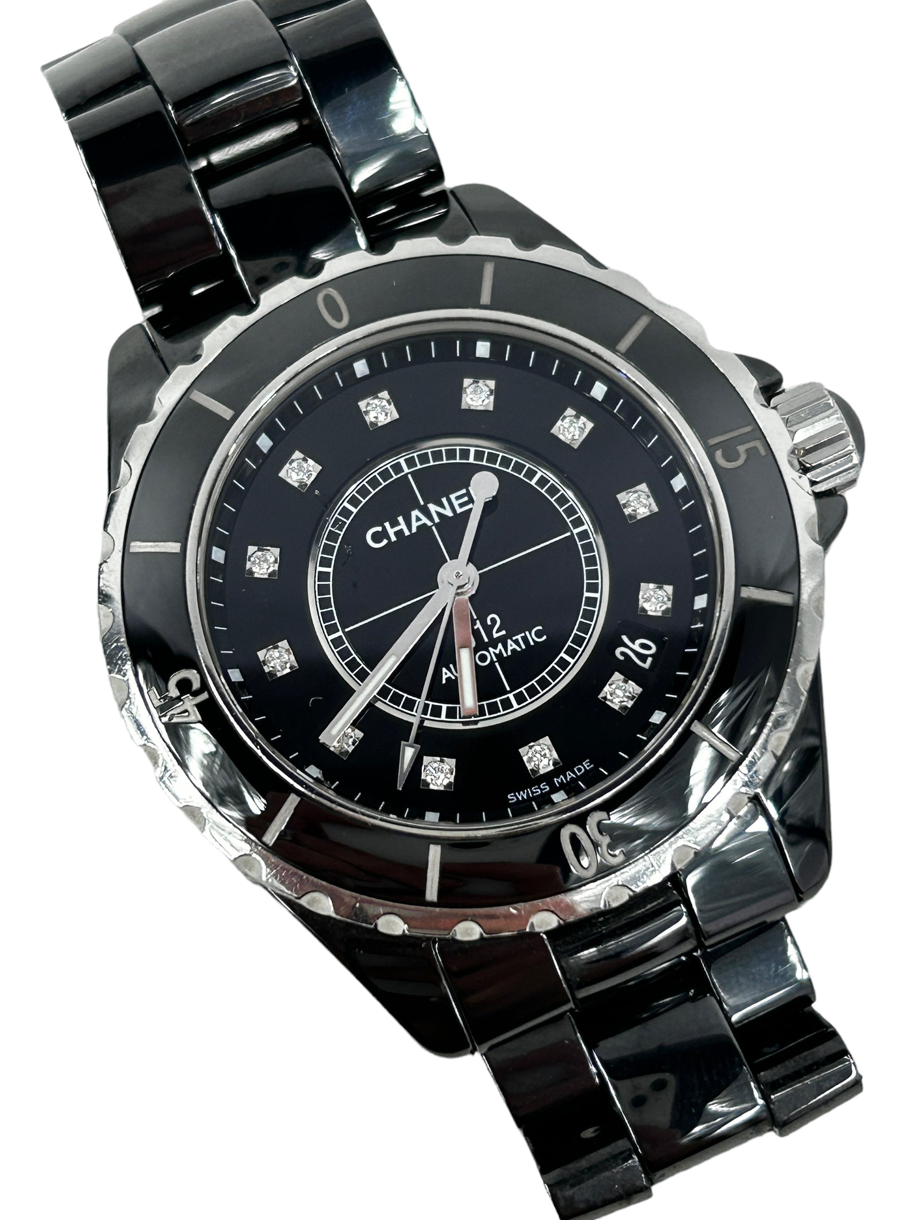 J12 Black Ceramic 38mm w/Accent Diamond Watch