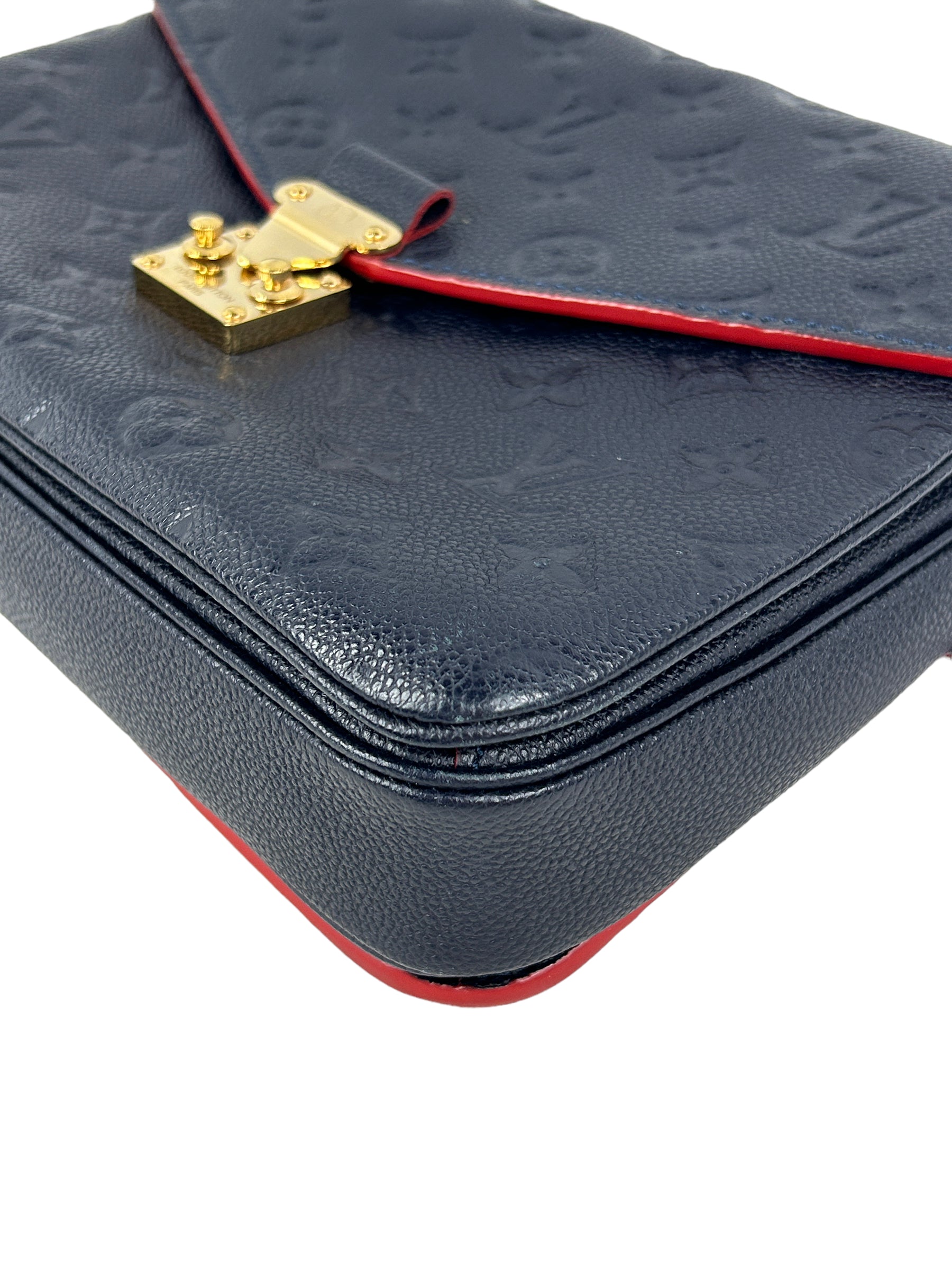 Navy/Red Empriente Leather Pochette Metis w/GHW