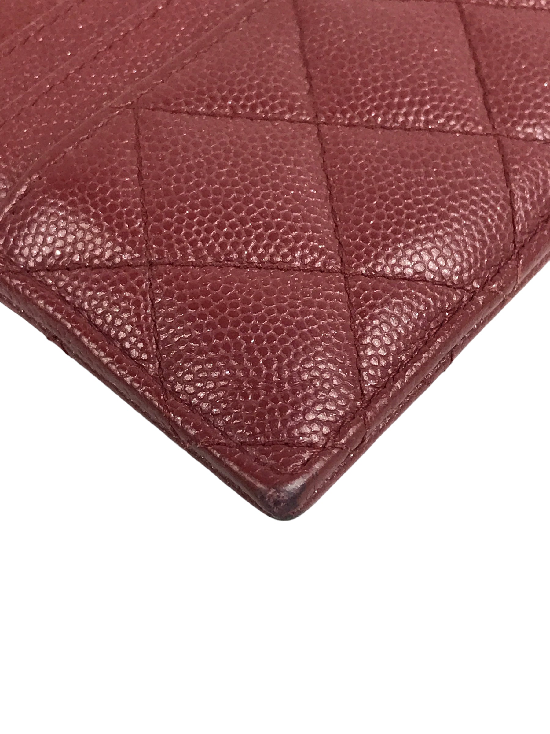 Brick Quilted Caviar CC Zip Card Holder Case w/ GHW